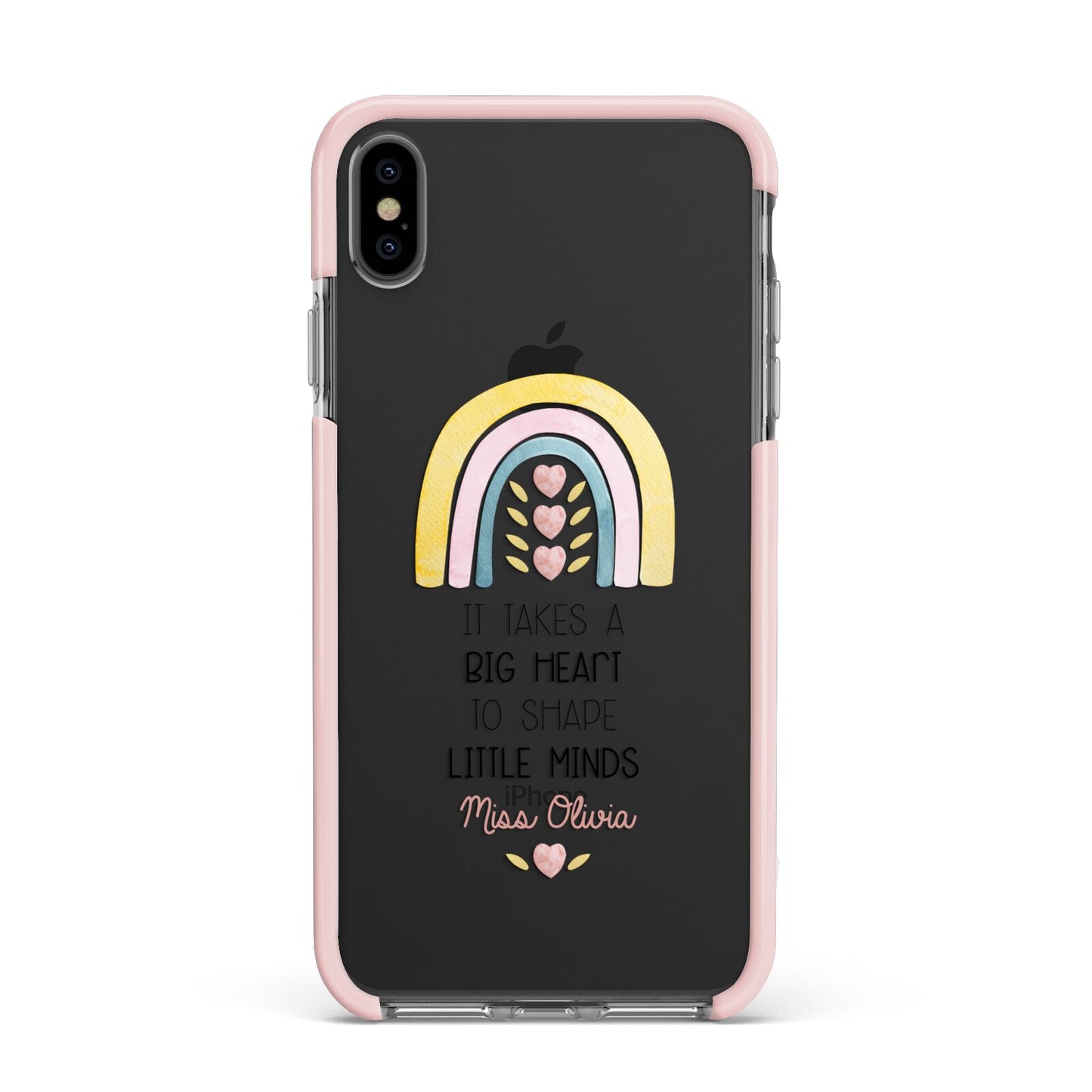 Thank You Teacher Apple iPhone Xs Max Impact Case Pink Edge on Black Phone