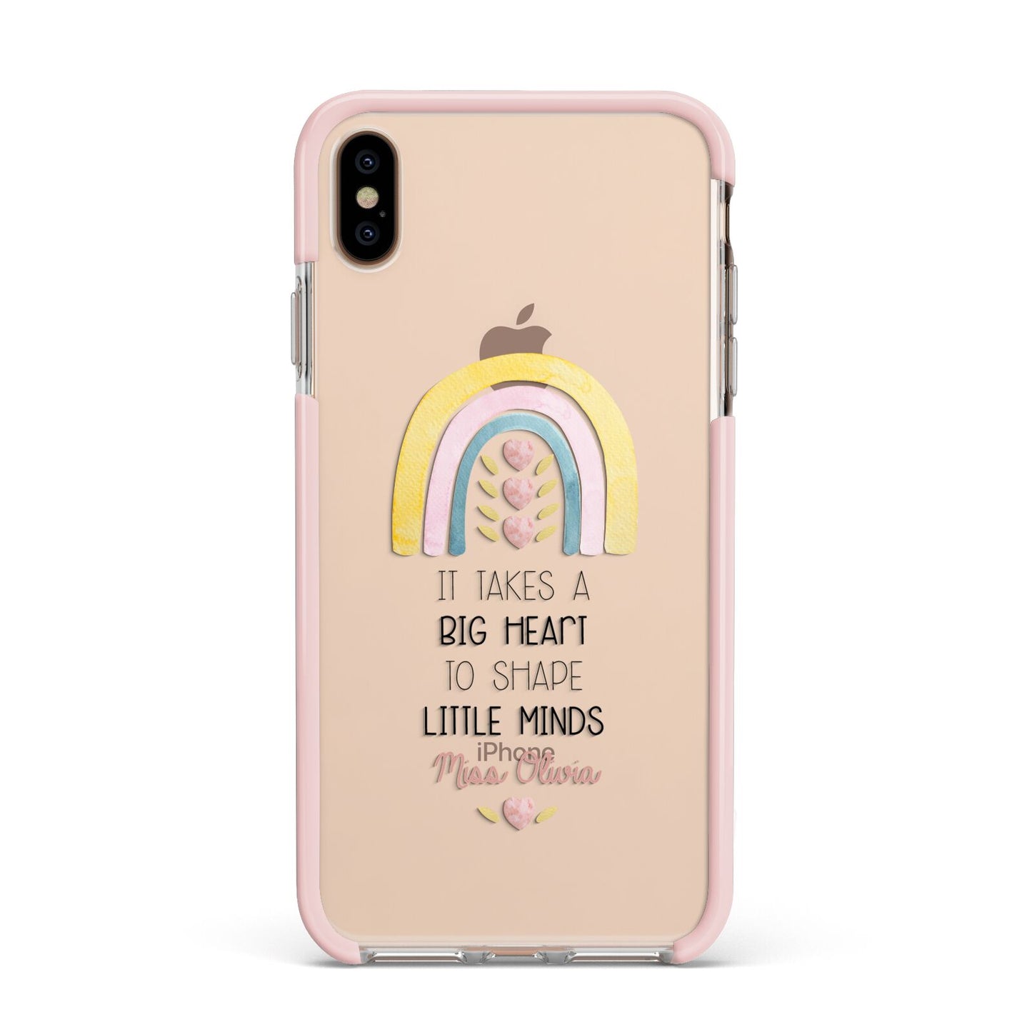 Thank You Teacher Apple iPhone Xs Max Impact Case Pink Edge on Gold Phone