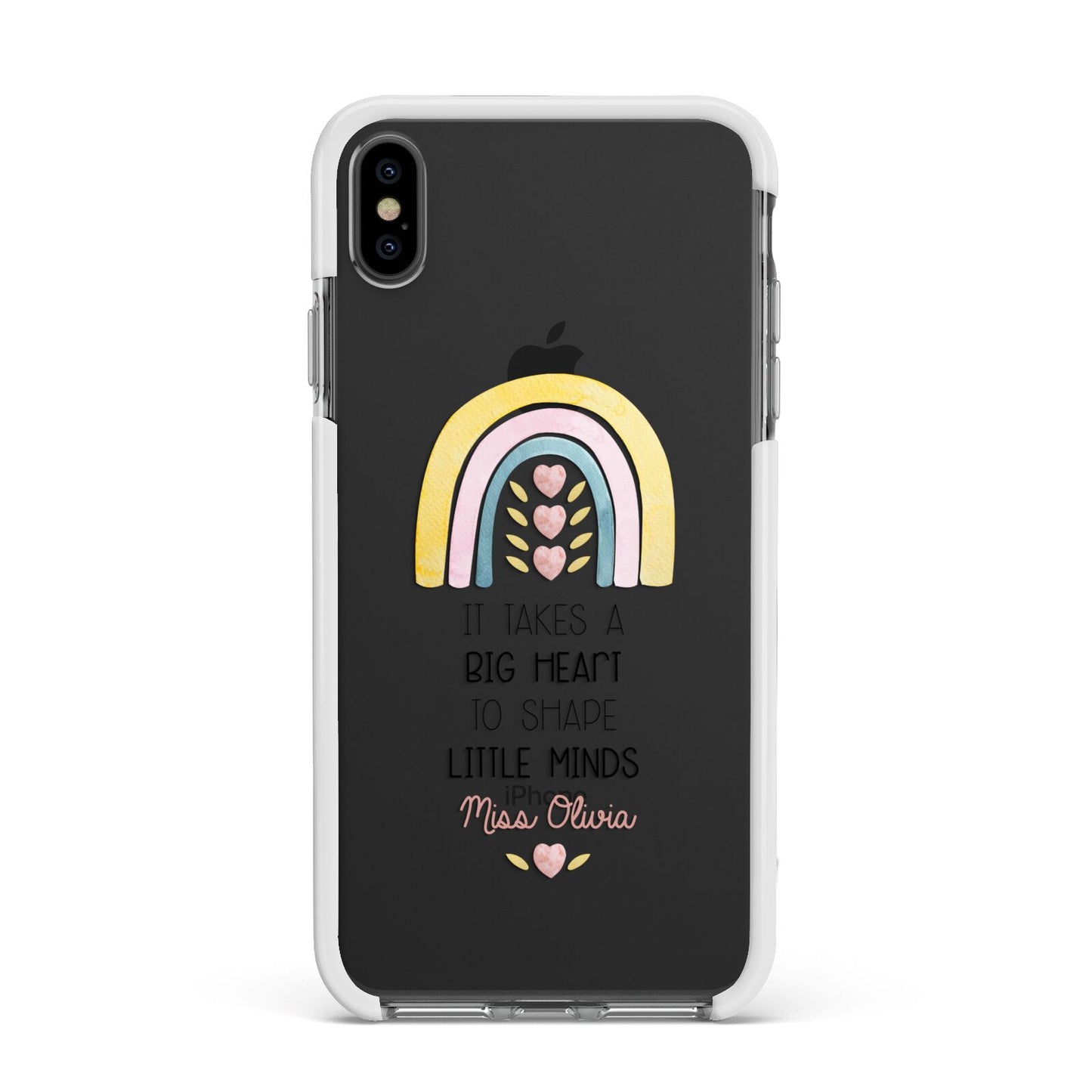 Thank You Teacher Apple iPhone Xs Max Impact Case White Edge on Black Phone