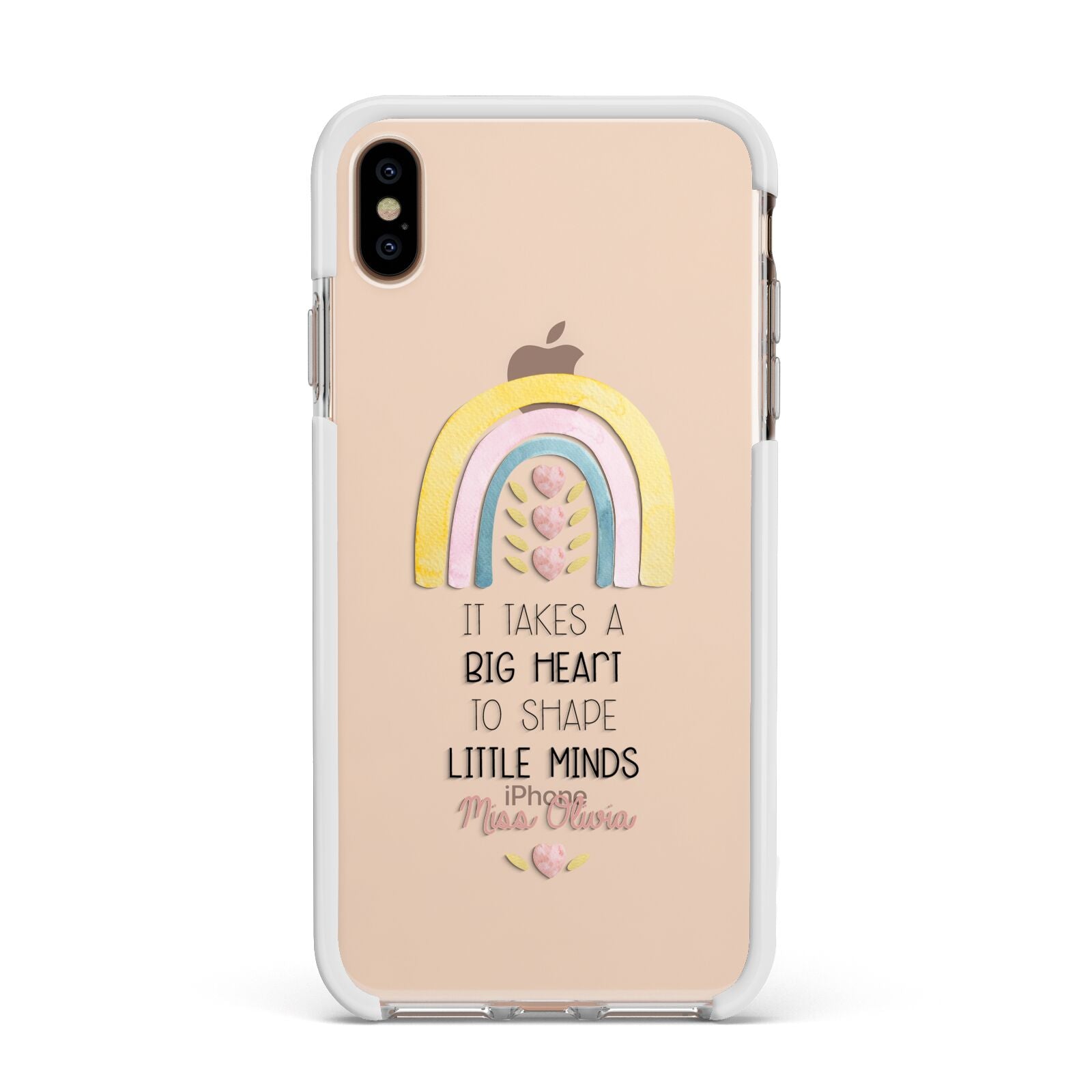 Thank You Teacher Apple iPhone Xs Max Impact Case White Edge on Gold Phone