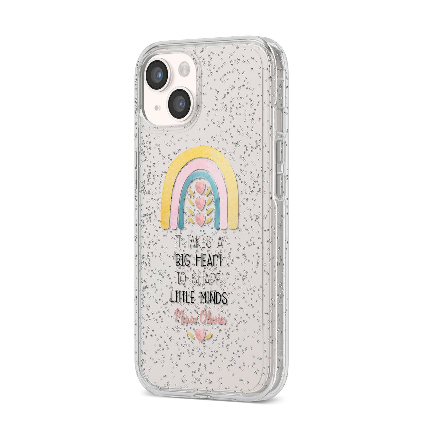 Thank You Teacher iPhone 14 Glitter Tough Case Starlight Angled Image