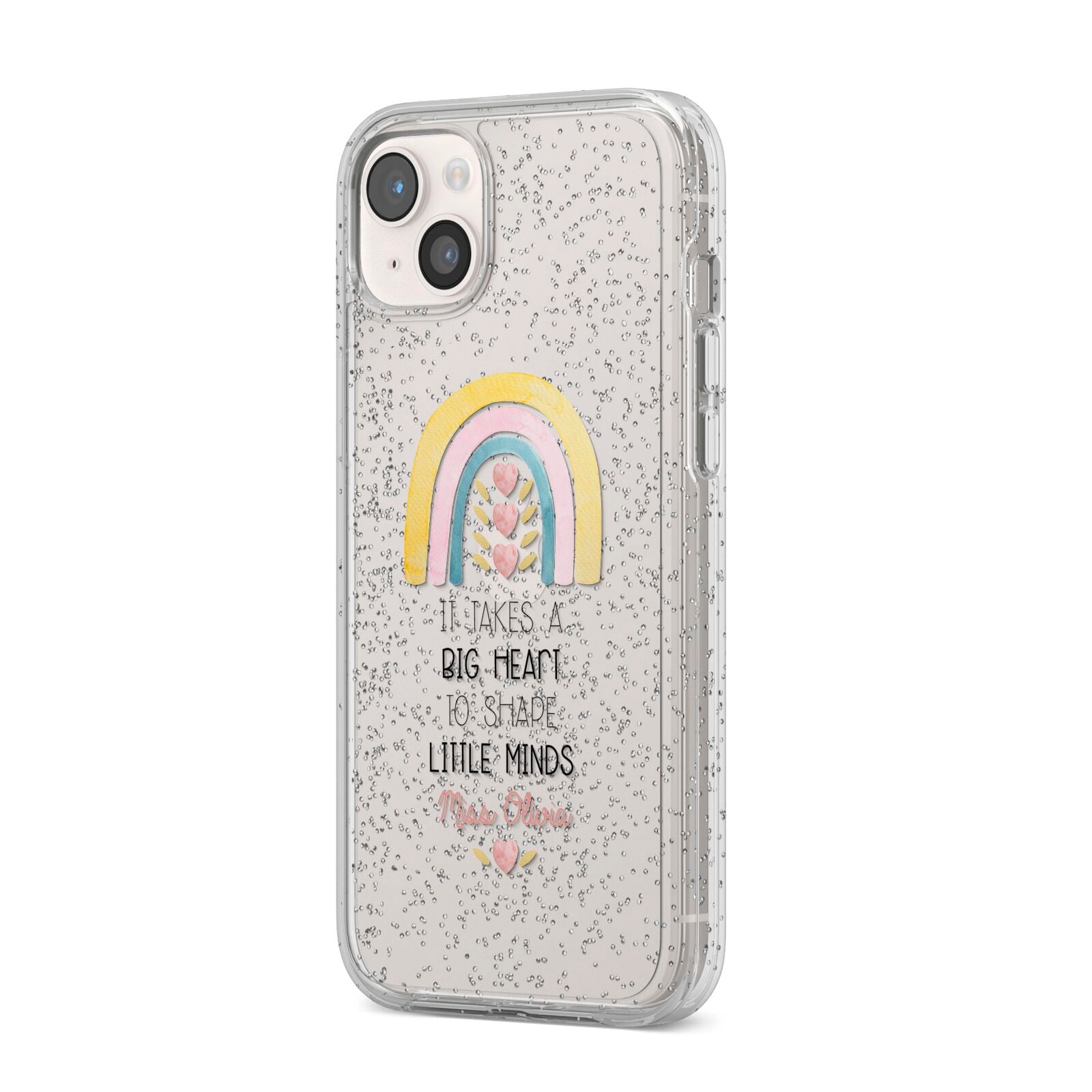 Thank You Teacher iPhone 14 Plus Glitter Tough Case Starlight Angled Image