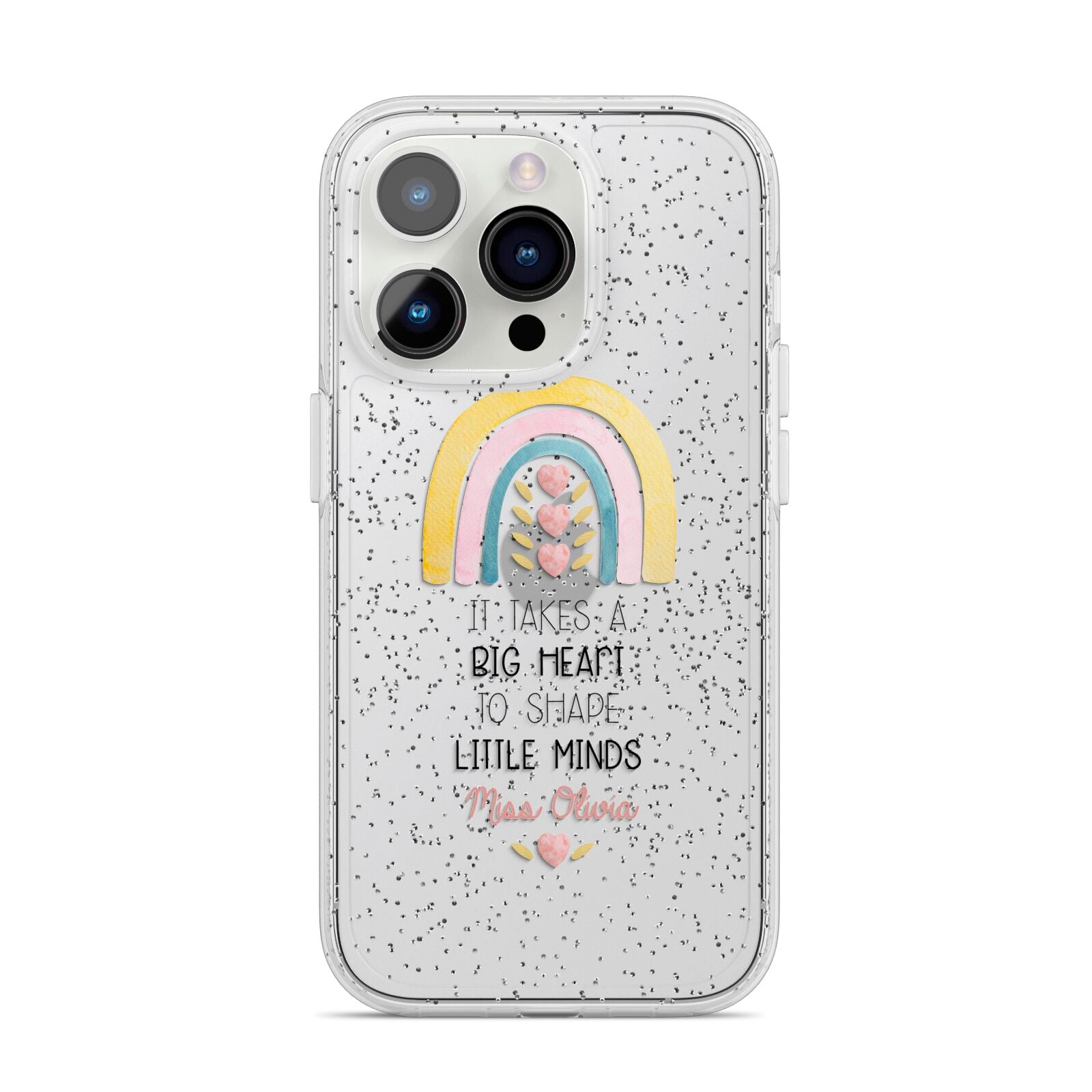 Thank You Teacher iPhone 14 Pro Glitter Tough Case Silver