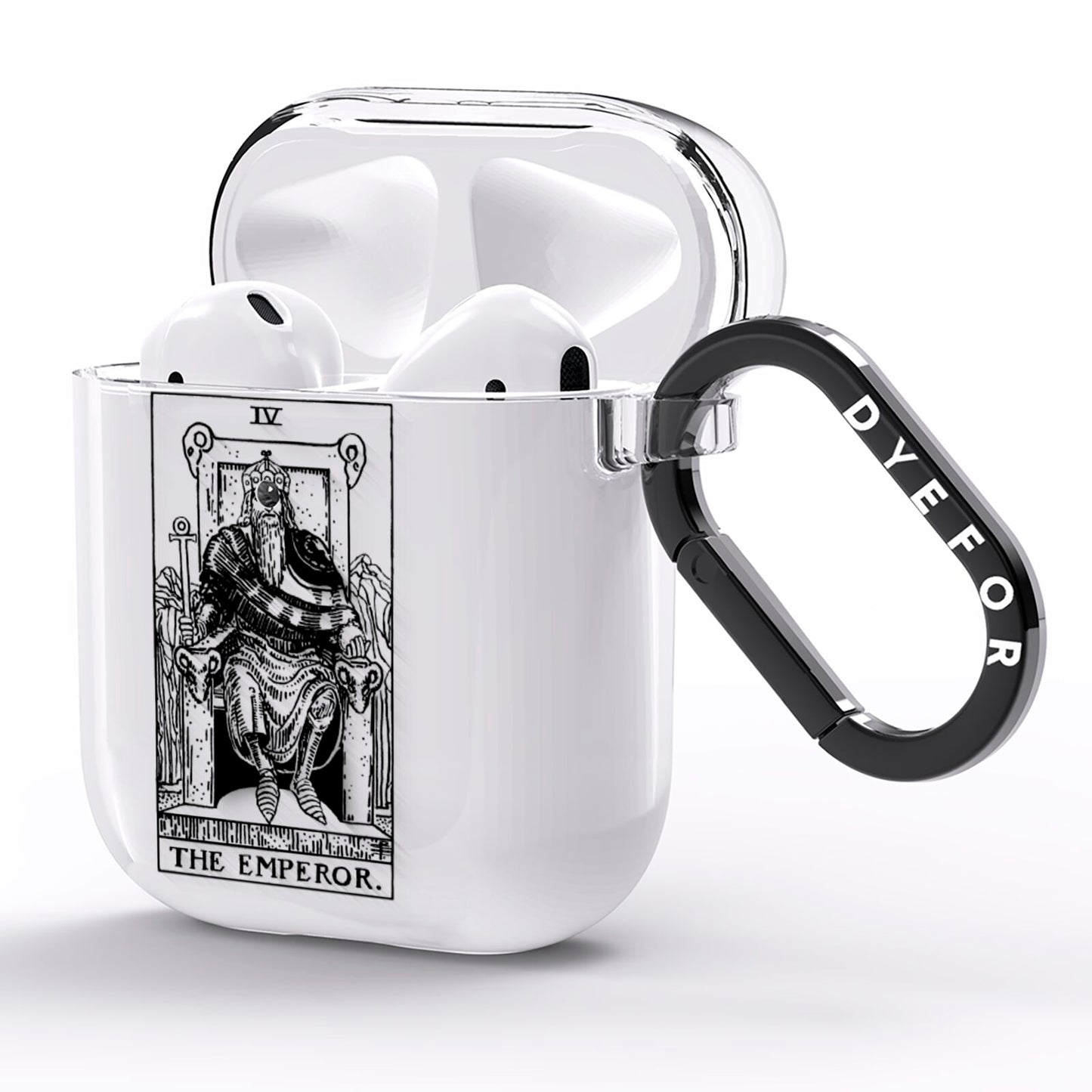 The Emperor Monochrome Tarot Card AirPods Clear Case Side Image