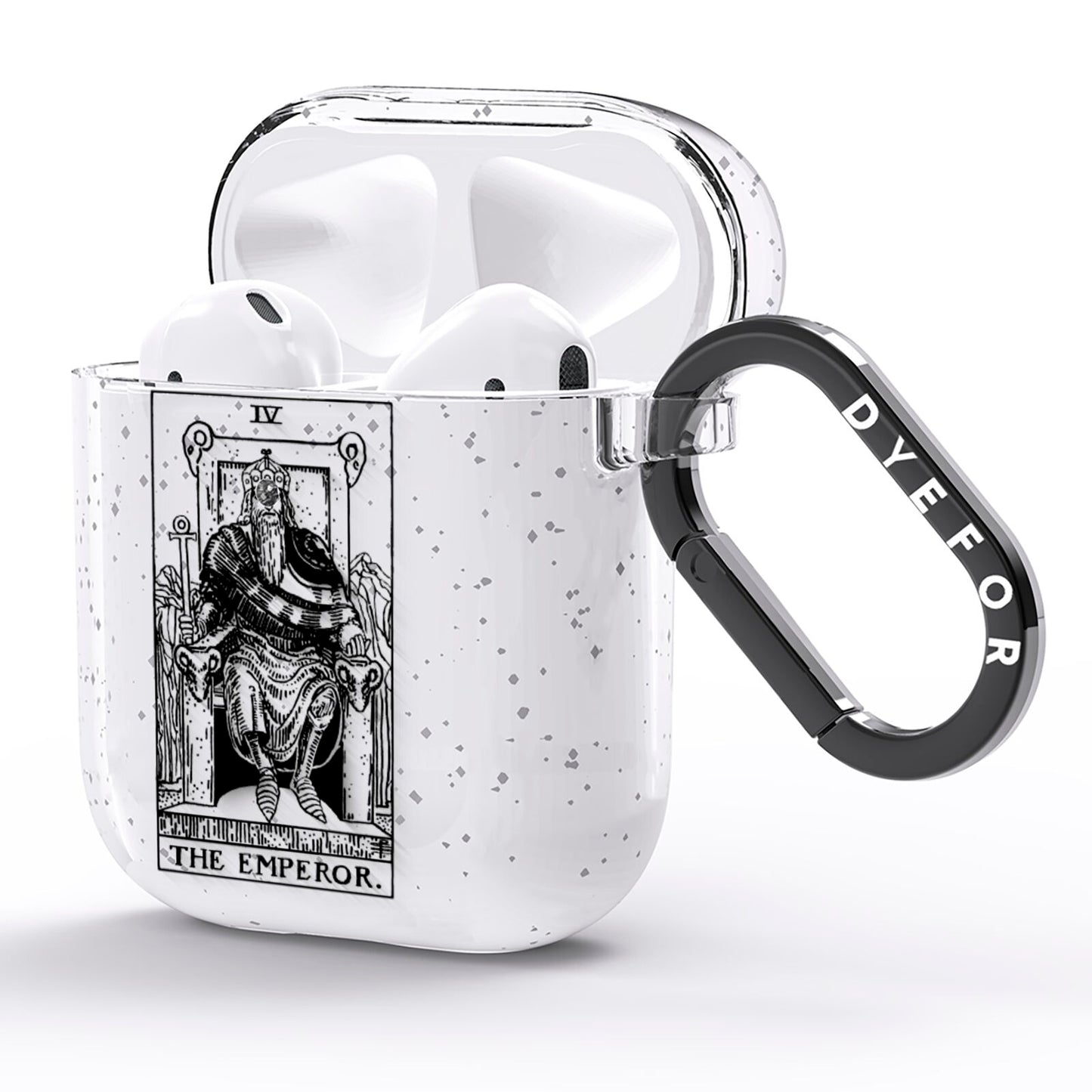 The Emperor Monochrome Tarot Card AirPods Glitter Case Side Image