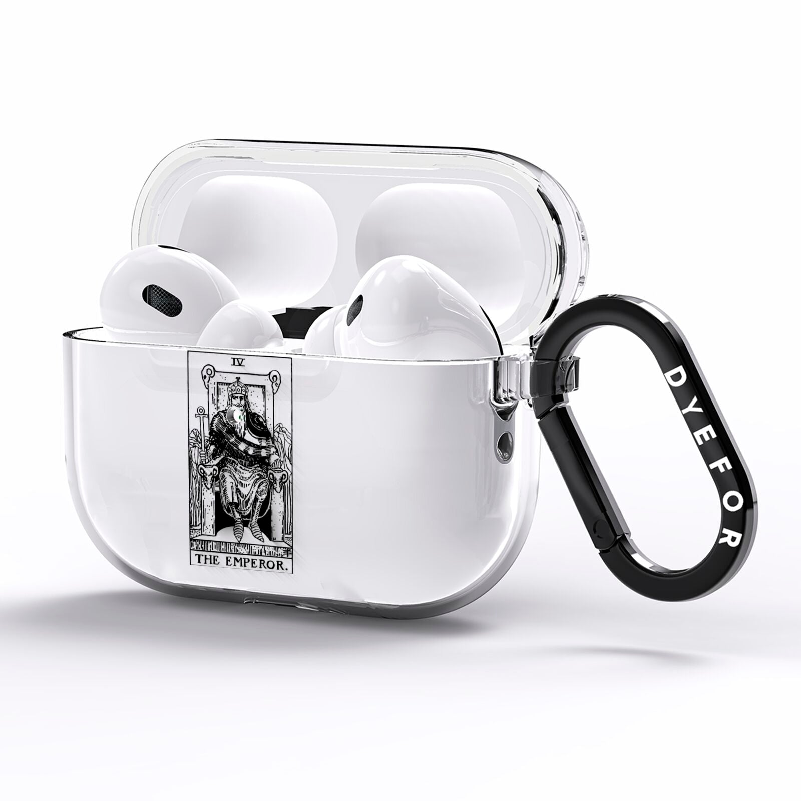 The Emperor Monochrome Tarot Card AirPods Pro Clear Case Side Image