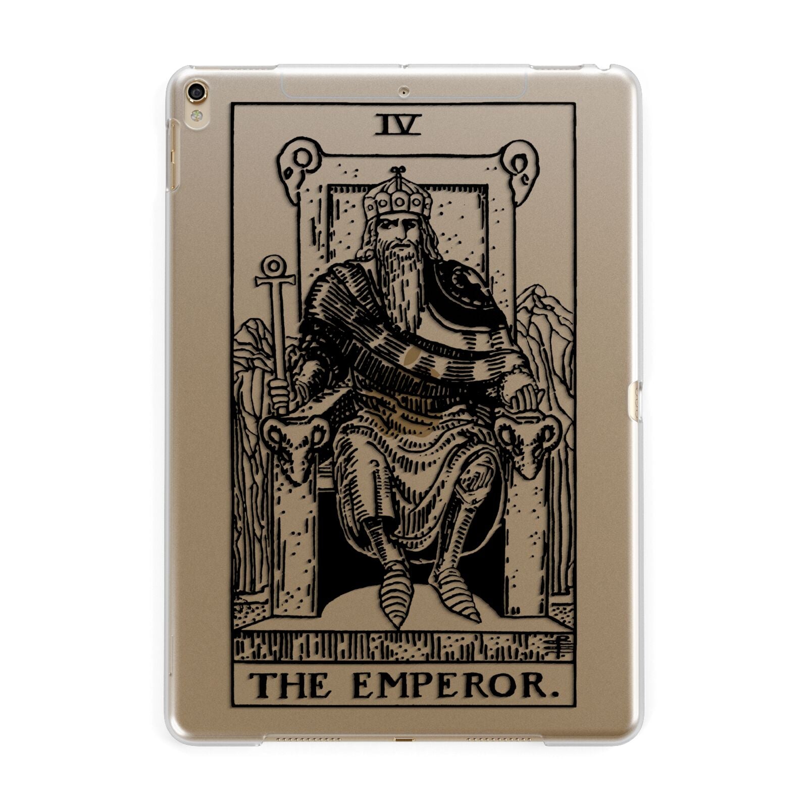 The Emperor Monochrome Tarot Card Apple iPad Gold Case