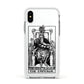 The Emperor Monochrome Tarot Card Apple iPhone Xs Impact Case White Edge on Silver Phone