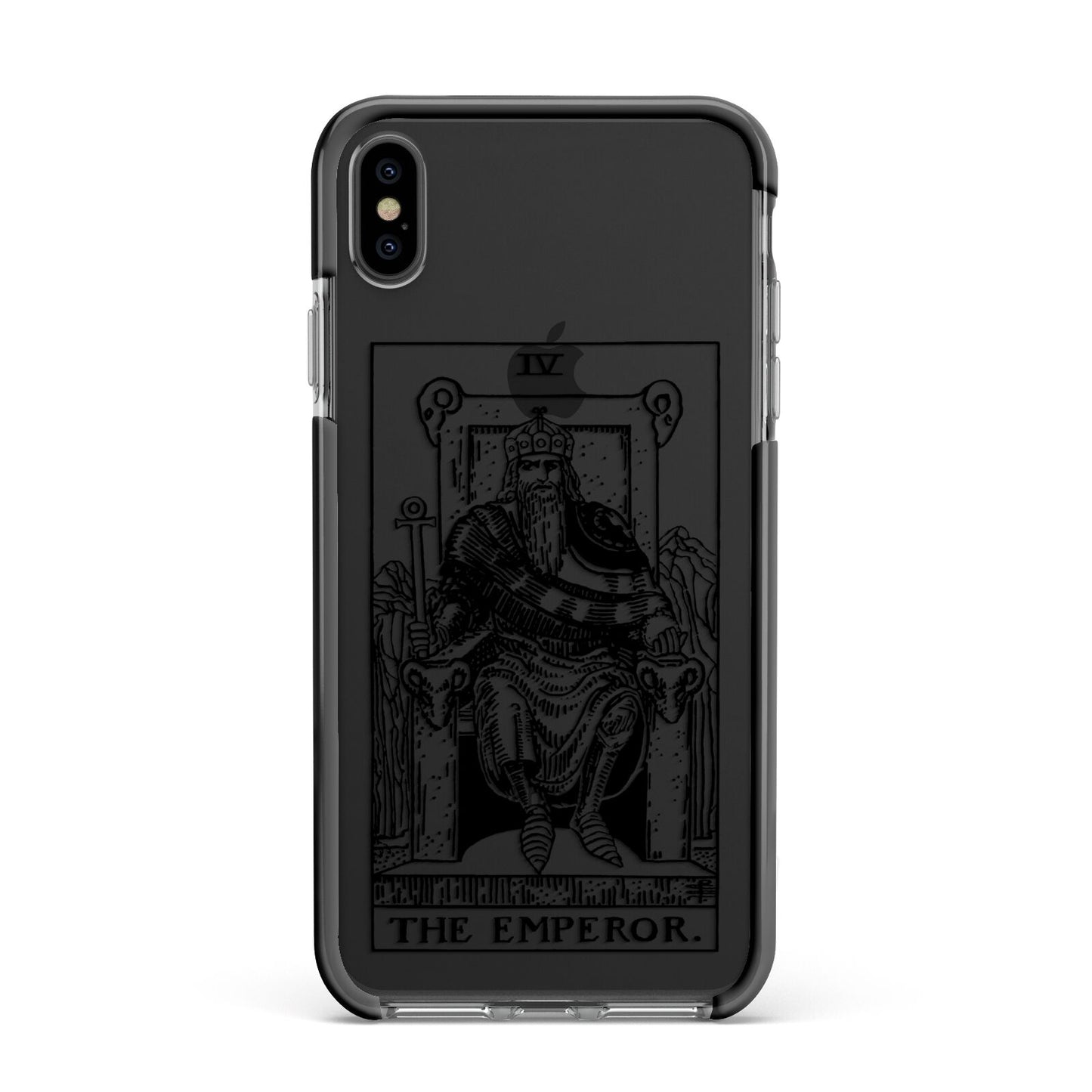 The Emperor Monochrome Tarot Card Apple iPhone Xs Max Impact Case Black Edge on Black Phone