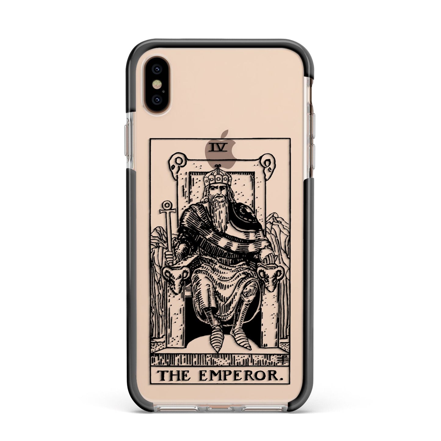 The Emperor Monochrome Tarot Card Apple iPhone Xs Max Impact Case Black Edge on Gold Phone