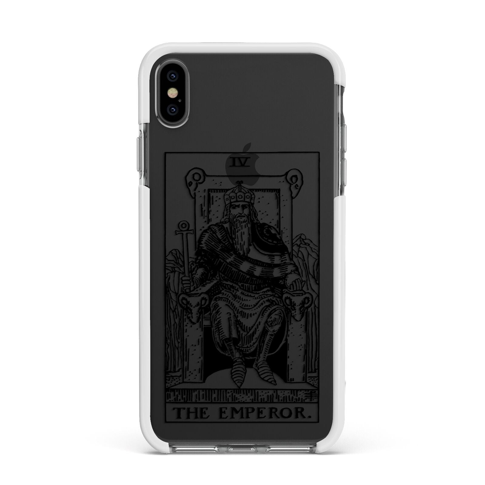 The Emperor Monochrome Tarot Card Apple iPhone Xs Max Impact Case White Edge on Black Phone