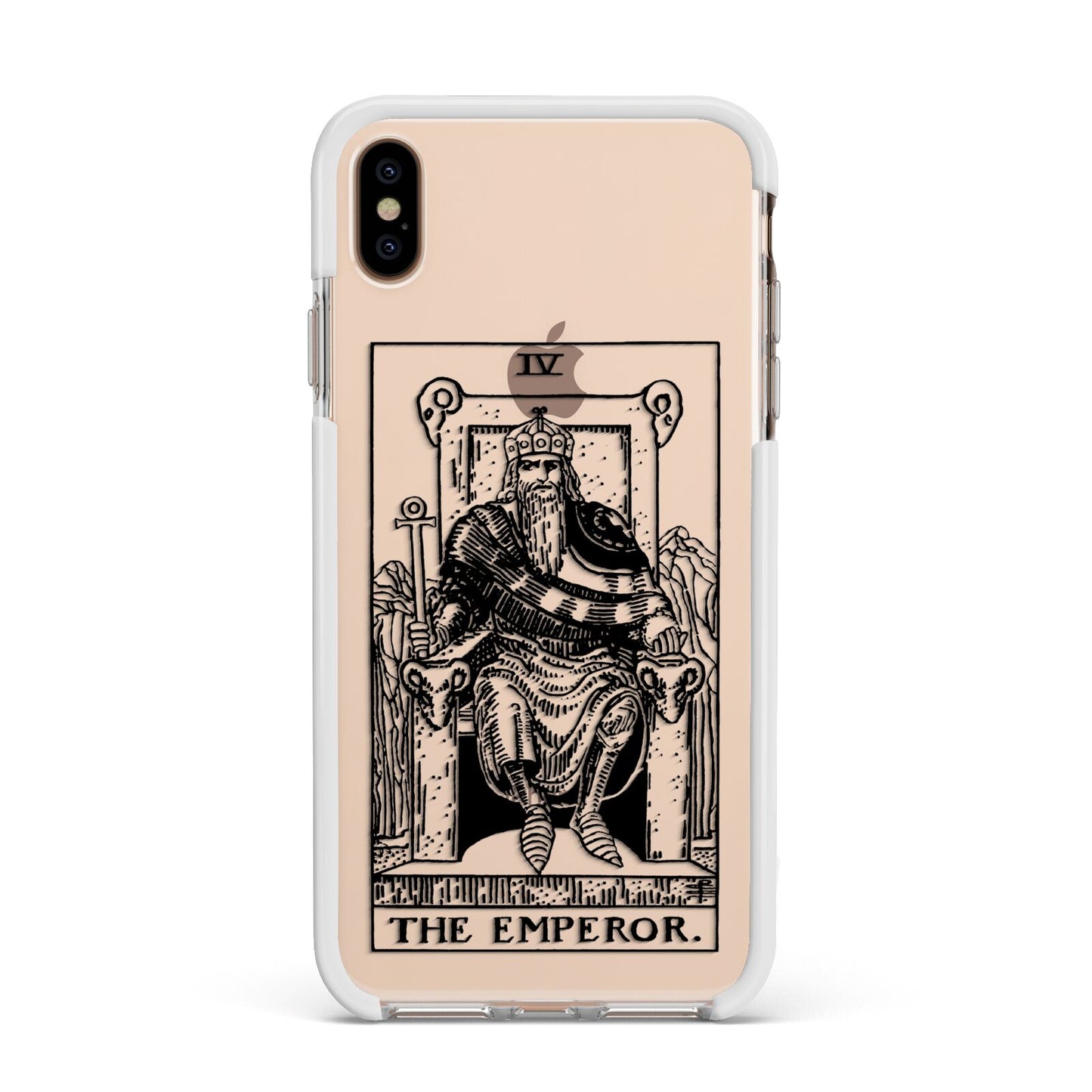 The Emperor Monochrome Tarot Card Apple iPhone Xs Max Impact Case White Edge on Gold Phone