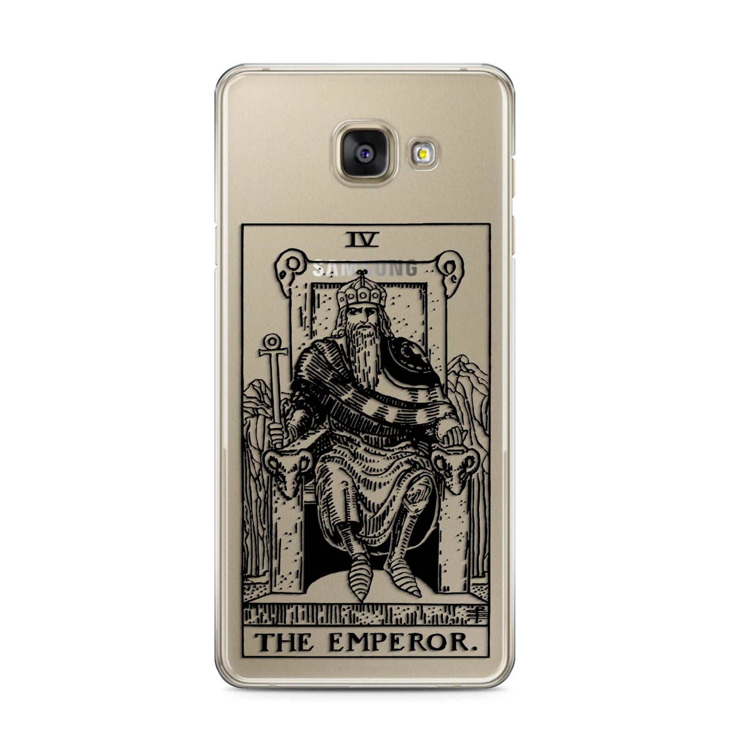 The Emperor Monochrome Tarot Card Samsung Galaxy A3 2016 Case on gold phone