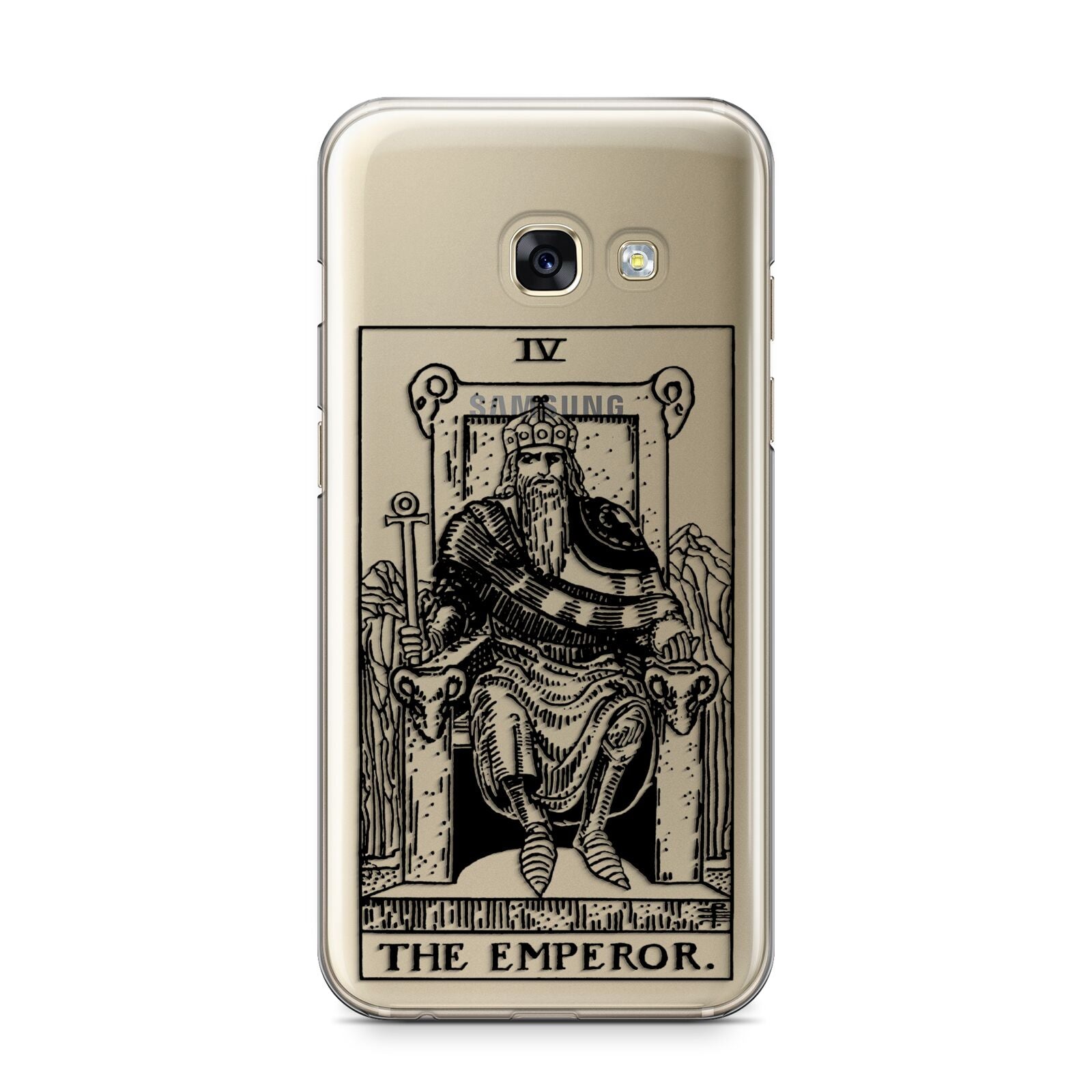 The Emperor Monochrome Tarot Card Samsung Galaxy A3 2017 Case on gold phone