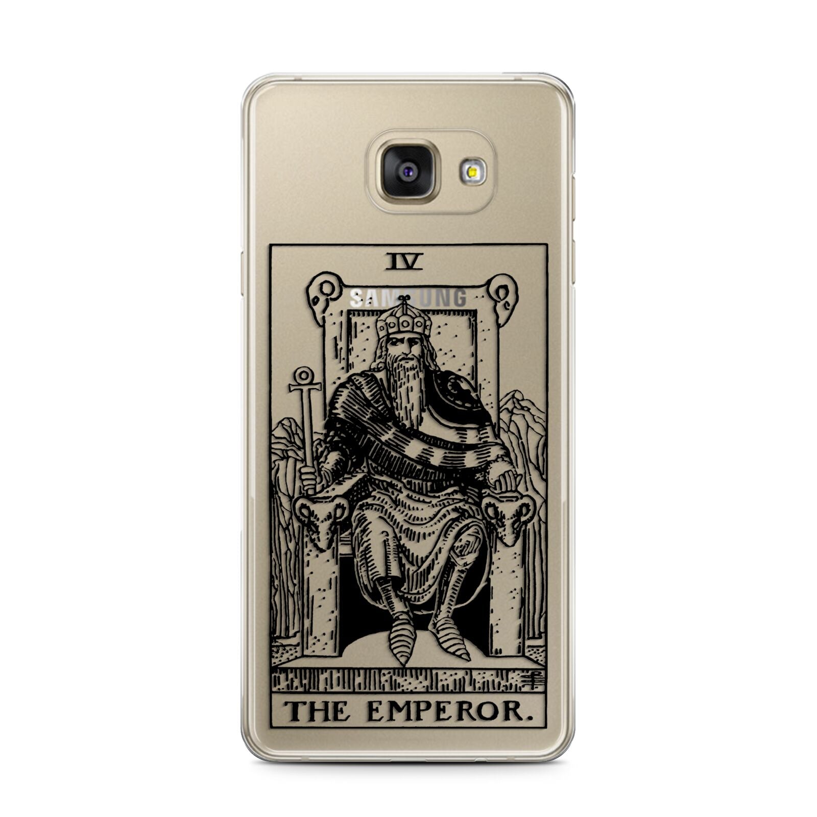 The Emperor Monochrome Tarot Card Samsung Galaxy A7 2016 Case on gold phone