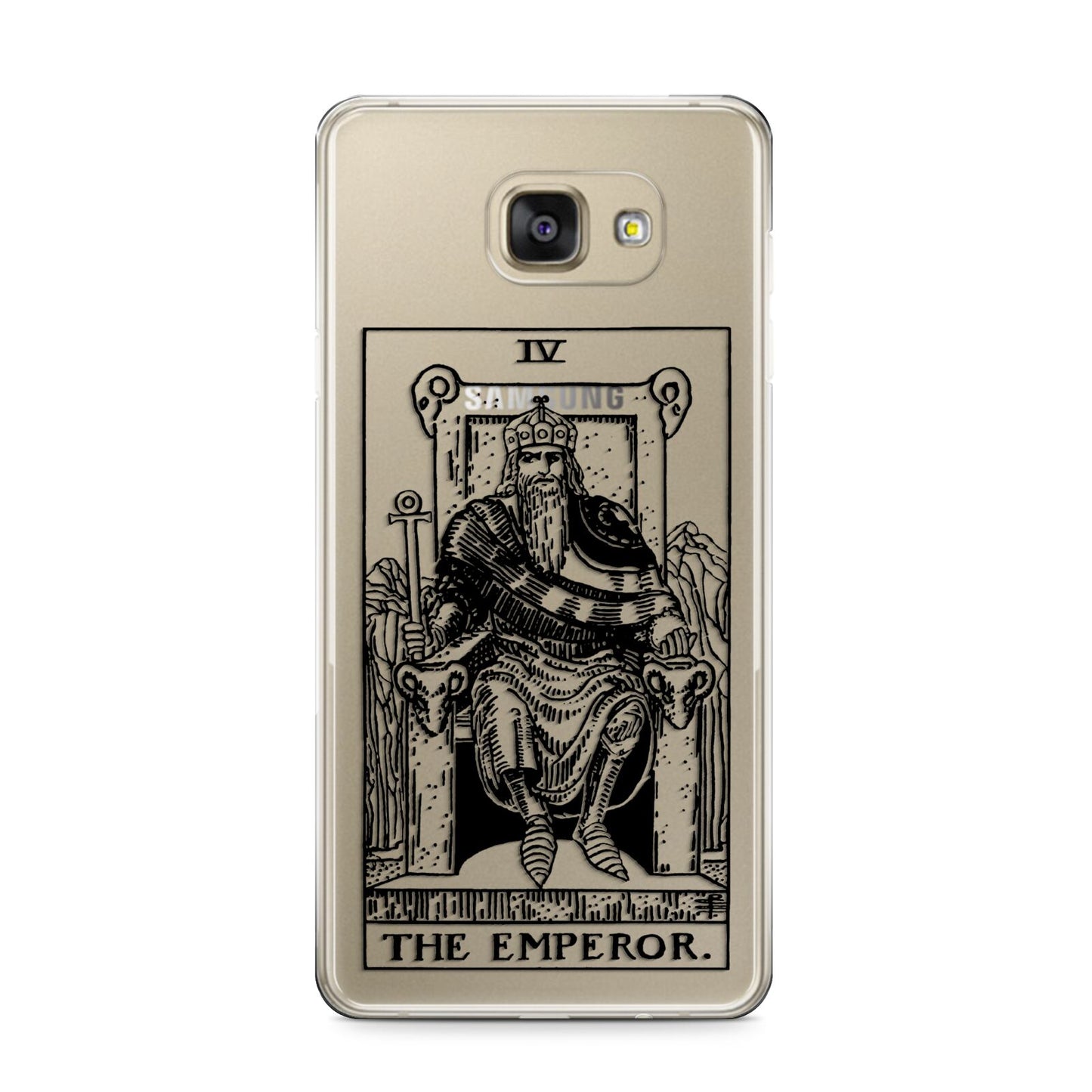 The Emperor Monochrome Tarot Card Samsung Galaxy A9 2016 Case on gold phone