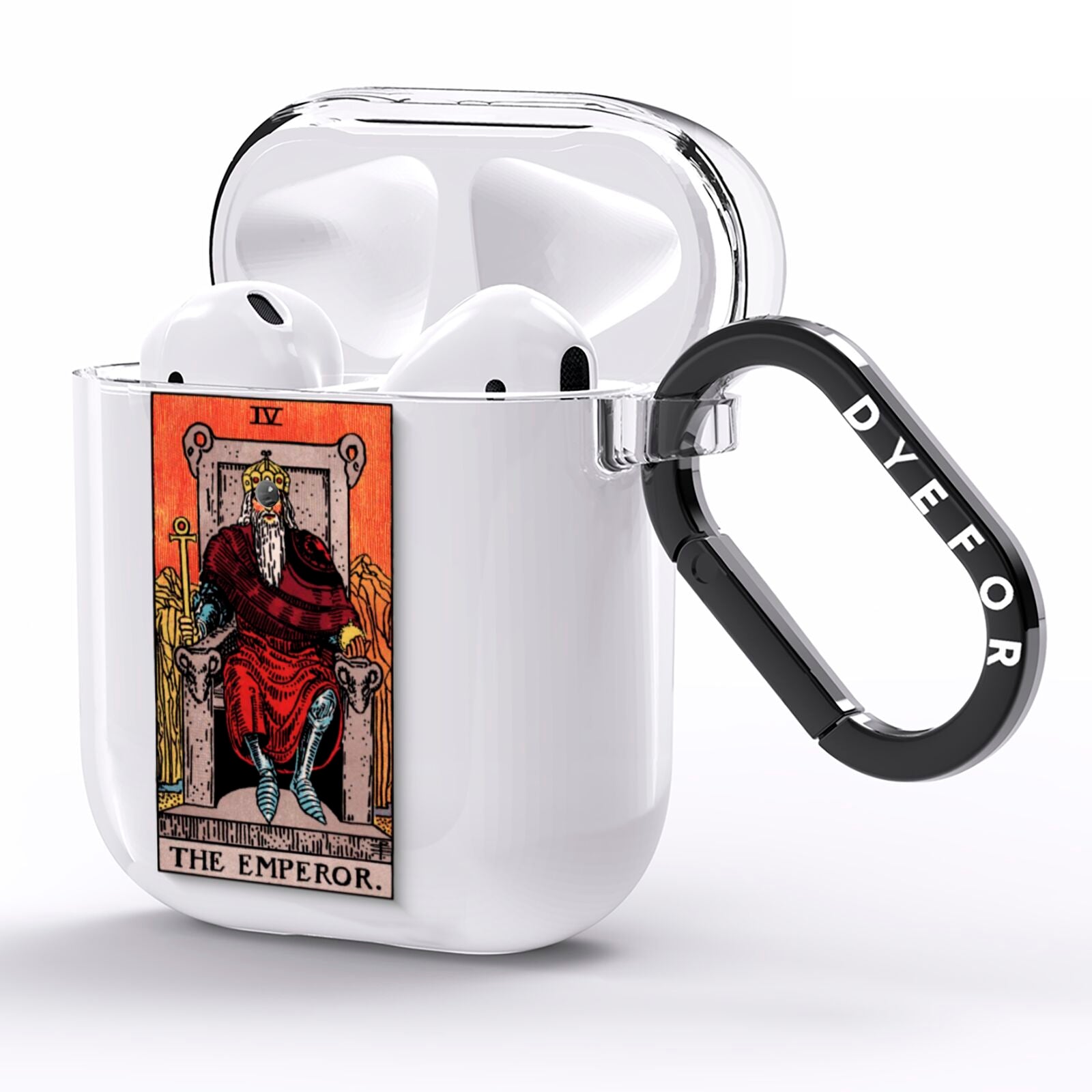 The Emperor Tarot Card AirPods Clear Case Side Image