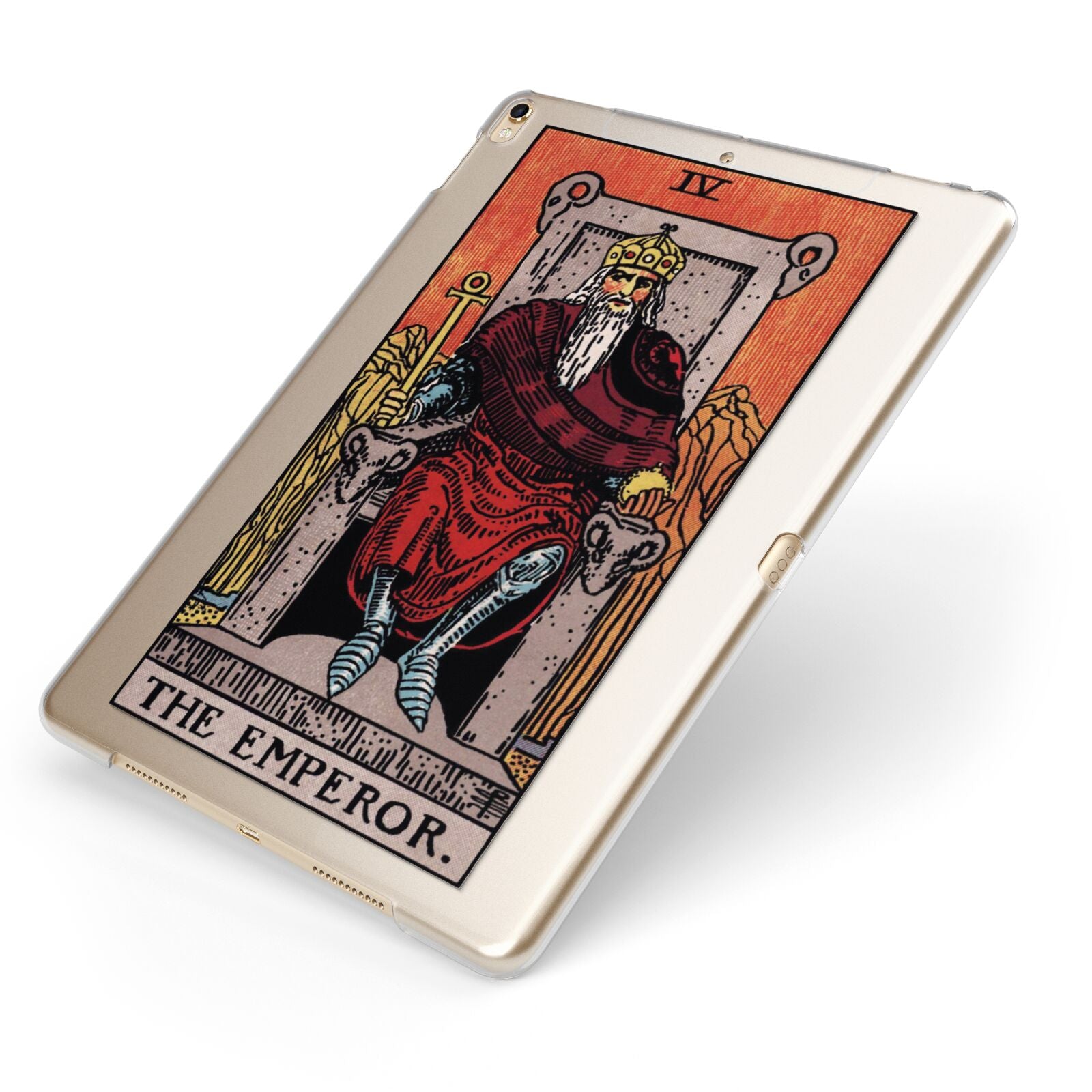 The Emperor Tarot Card Apple iPad Case on Gold iPad Side View