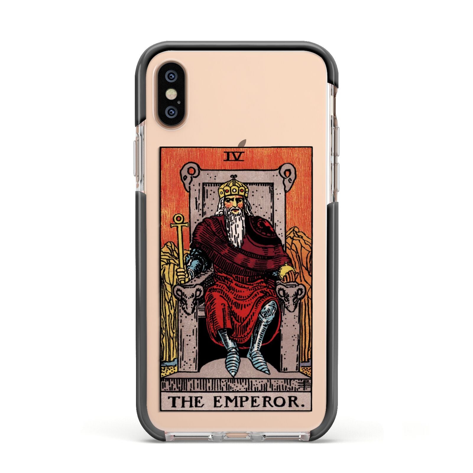 The Emperor Tarot Card Apple iPhone Xs Impact Case Black Edge on Gold Phone