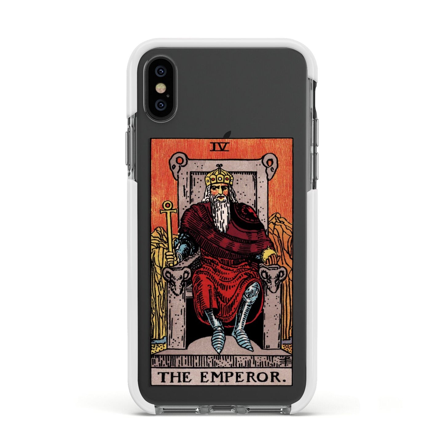 The Emperor Tarot Card Apple iPhone Xs Impact Case White Edge on Black Phone