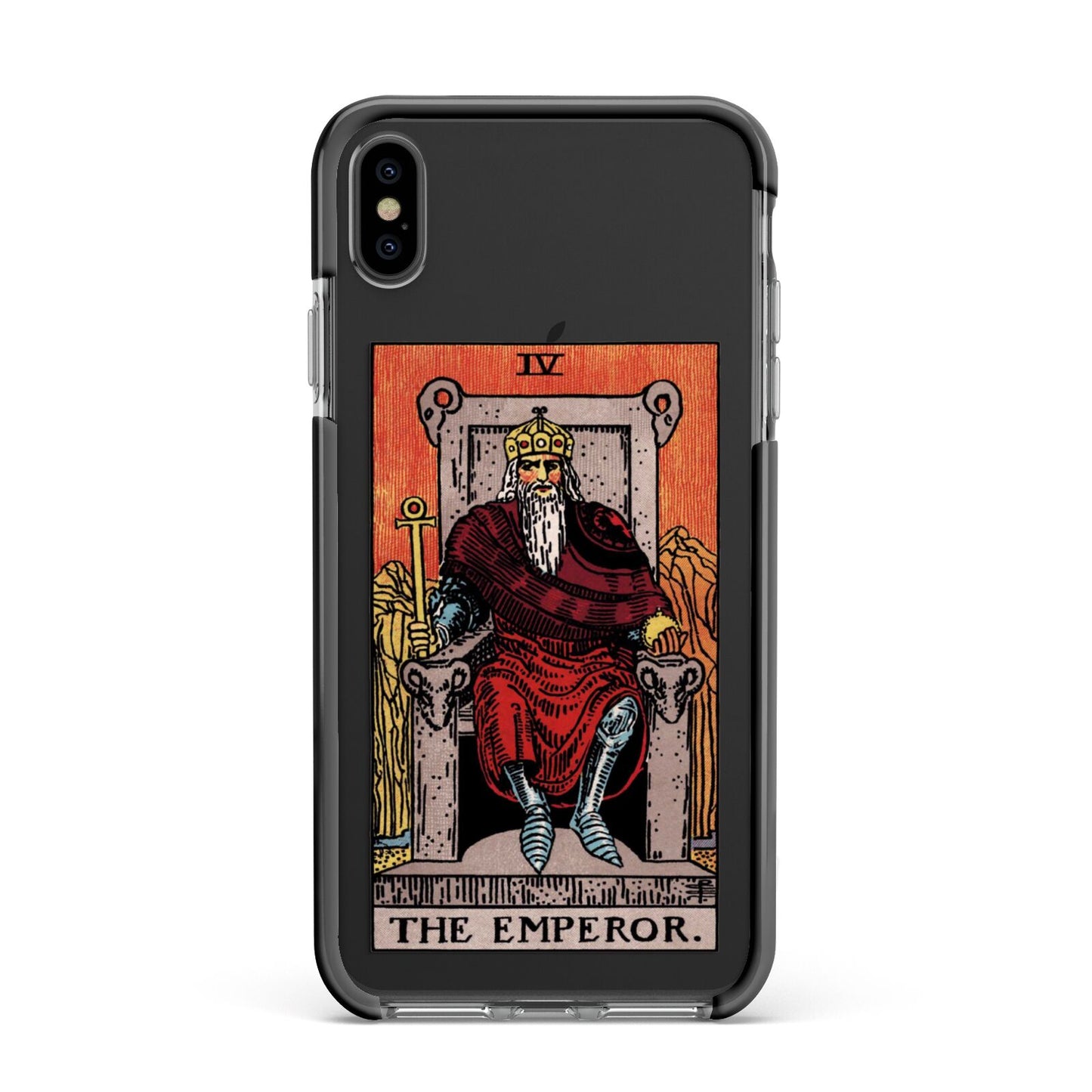 The Emperor Tarot Card Apple iPhone Xs Max Impact Case Black Edge on Black Phone