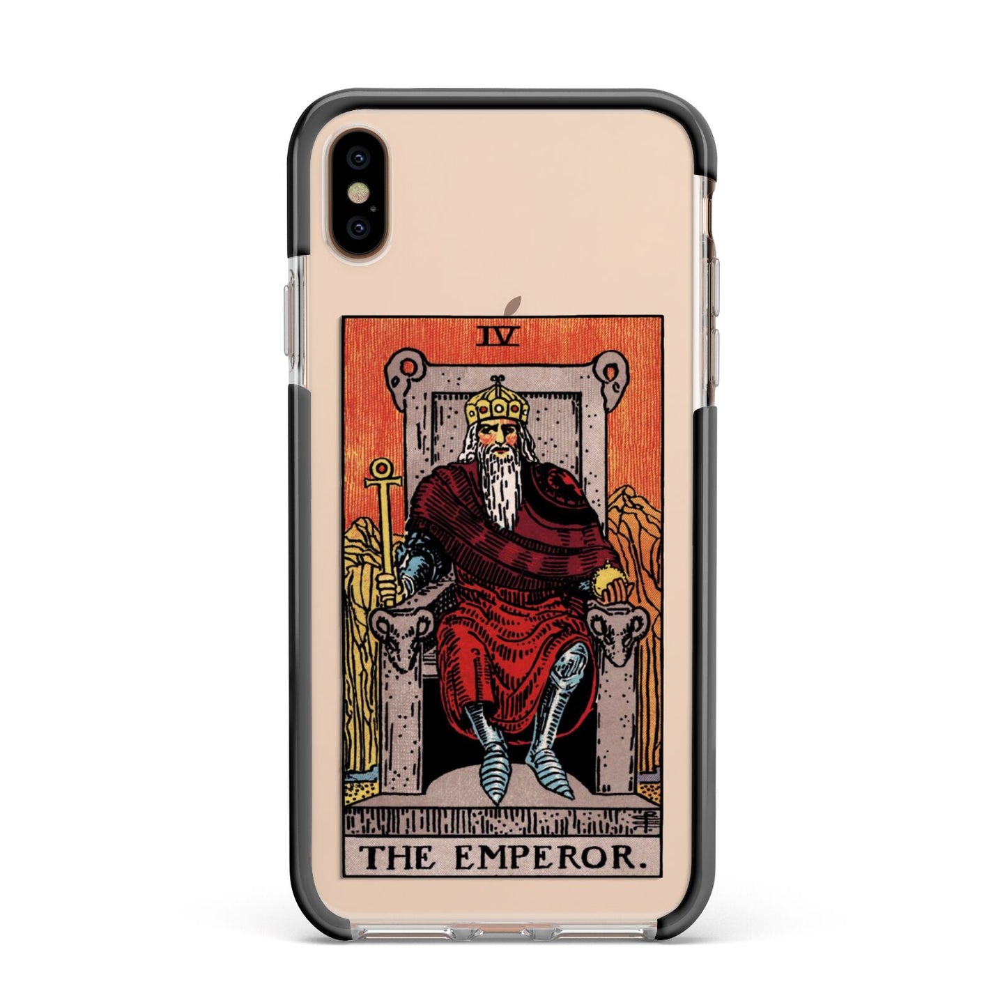 The Emperor Tarot Card Apple iPhone Xs Max Impact Case Black Edge on Gold Phone