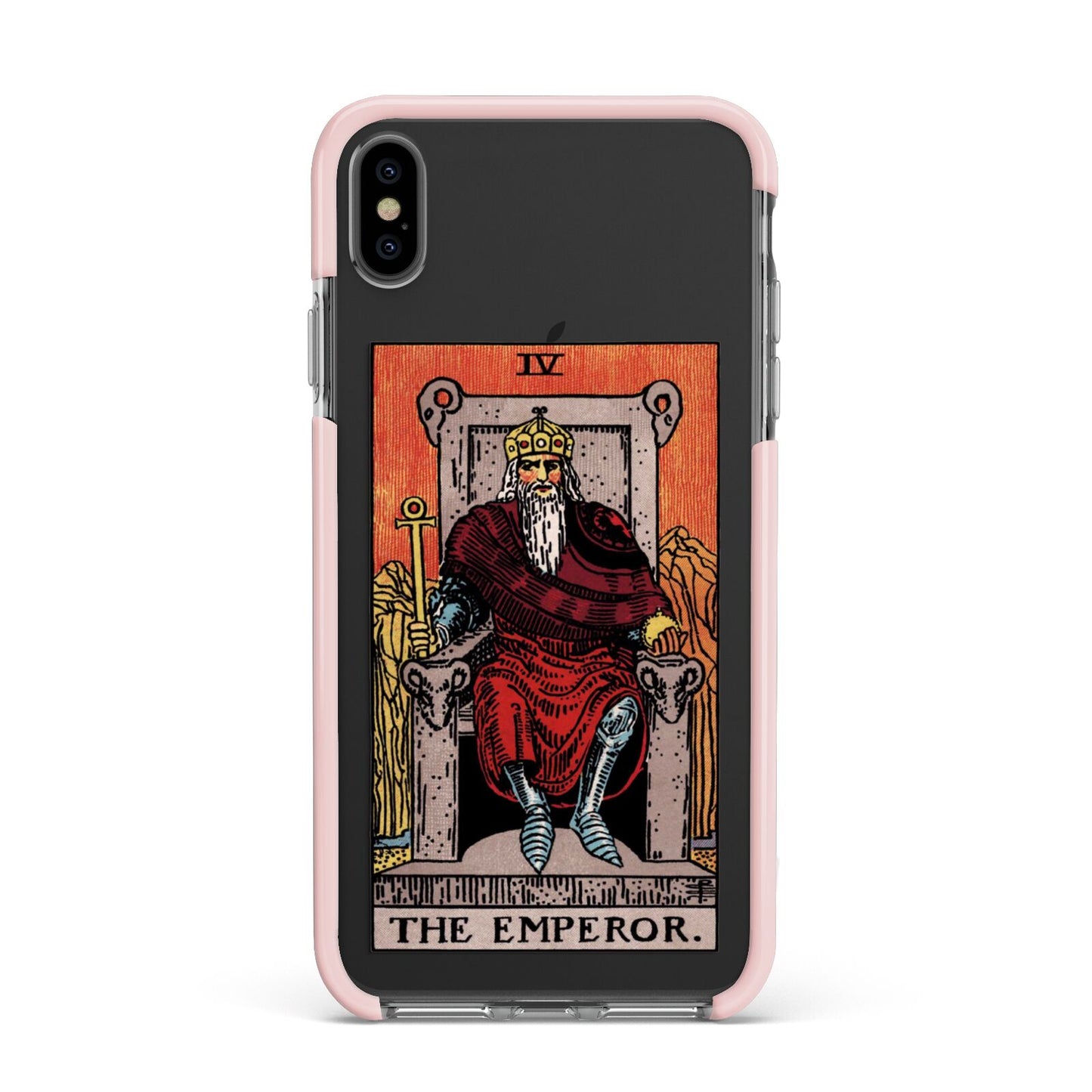 The Emperor Tarot Card Apple iPhone Xs Max Impact Case Pink Edge on Black Phone