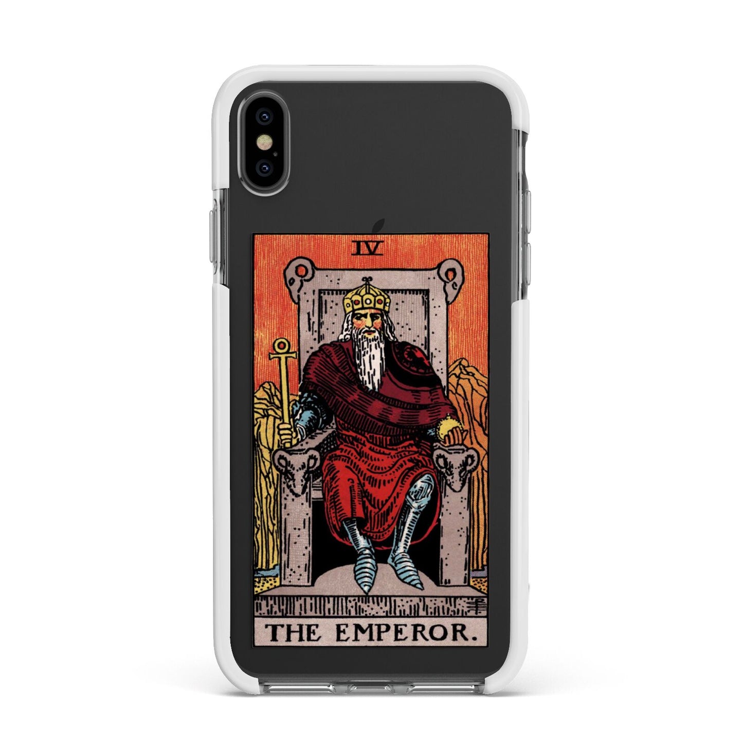 The Emperor Tarot Card Apple iPhone Xs Max Impact Case White Edge on Black Phone