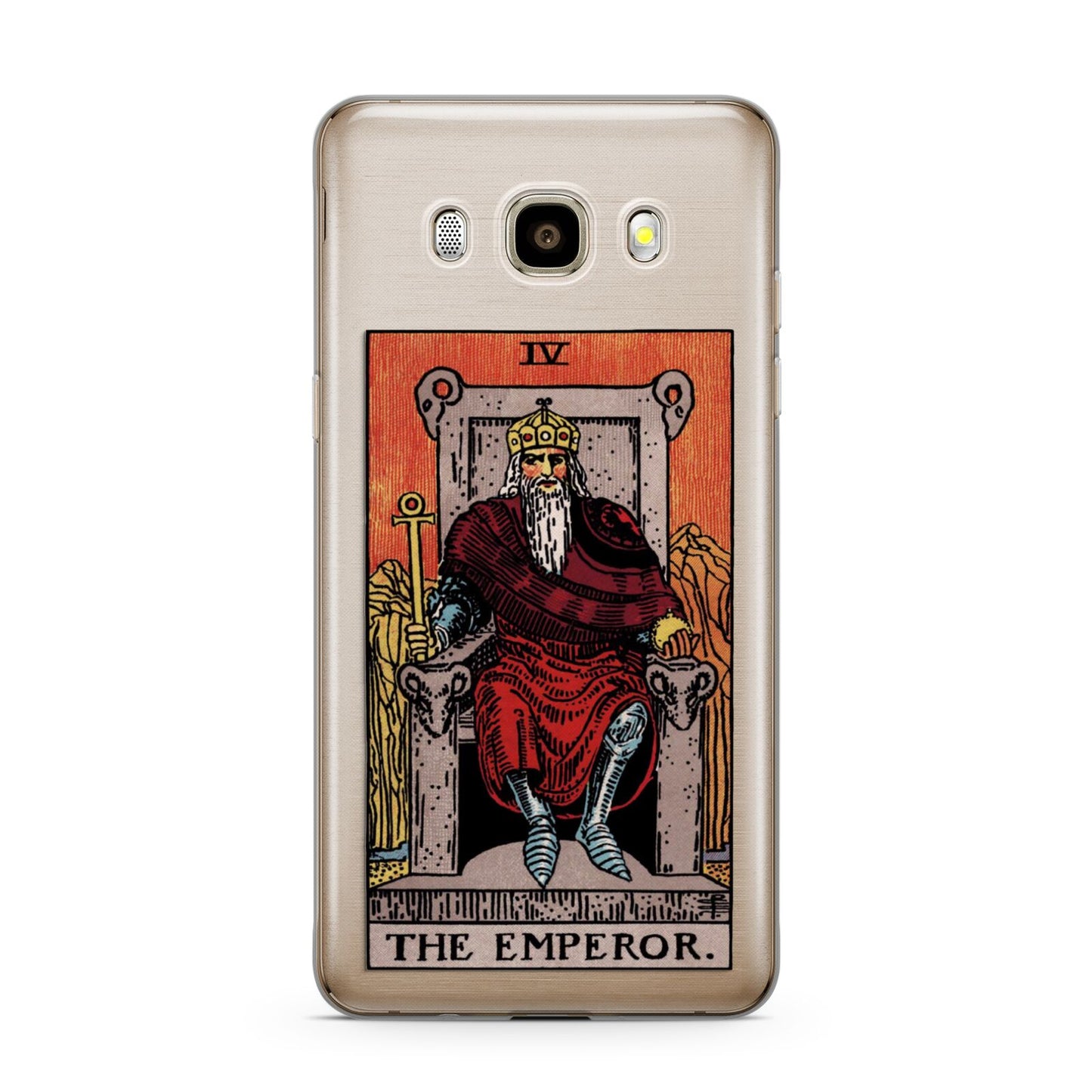 The Emperor Tarot Card Samsung Galaxy J7 2016 Case on gold phone