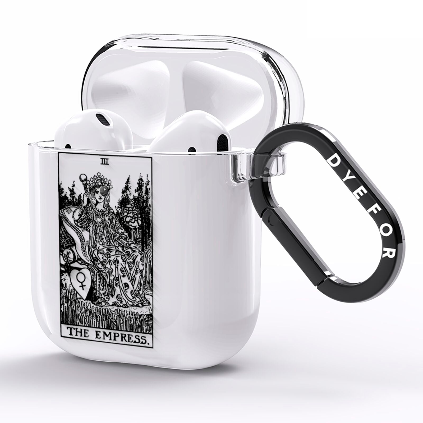 The Empress Monochrome Tarot Card AirPods Clear Case Side Image