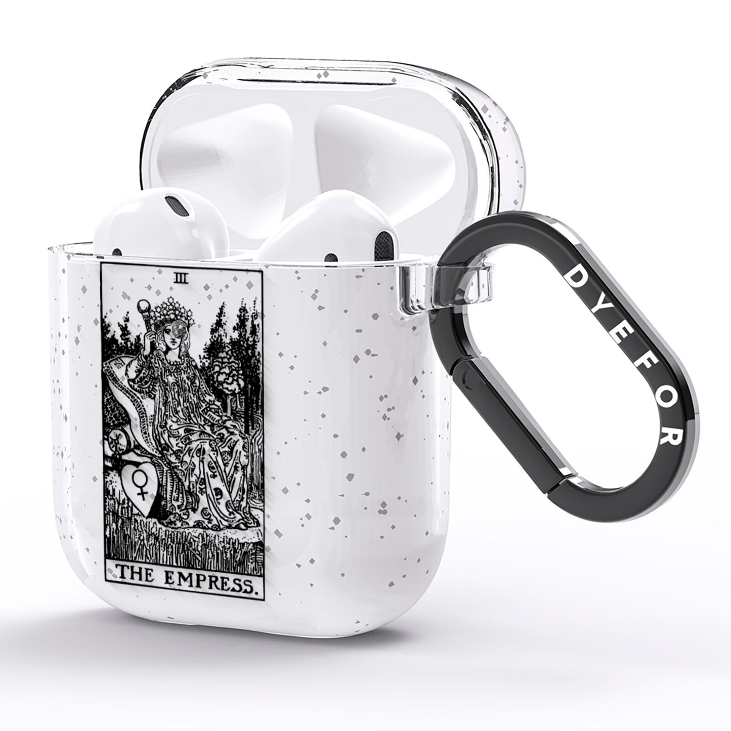 The Empress Monochrome Tarot Card AirPods Glitter Case Side Image