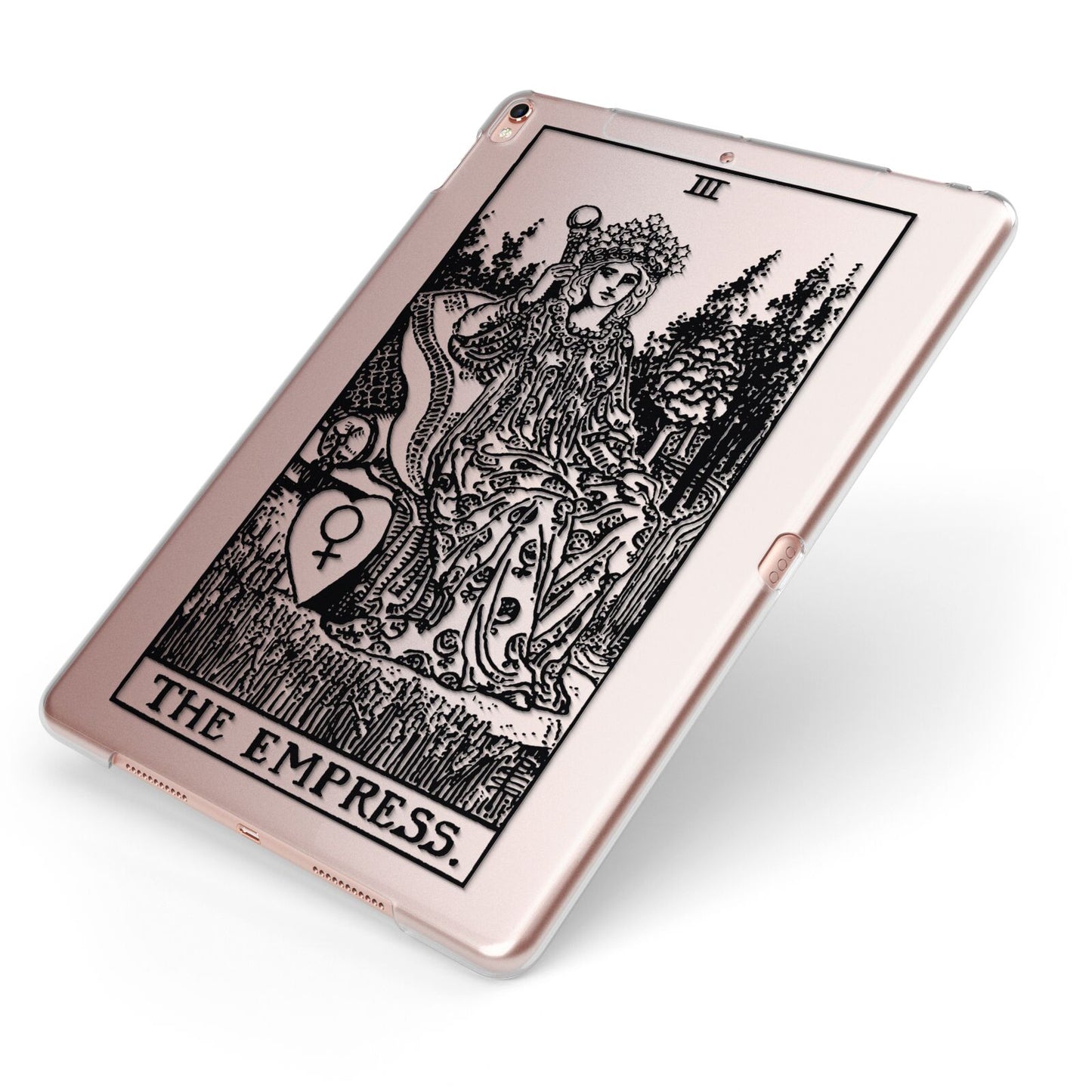 The Empress Monochrome Tarot Card Apple iPad Case on Rose Gold iPad Side View