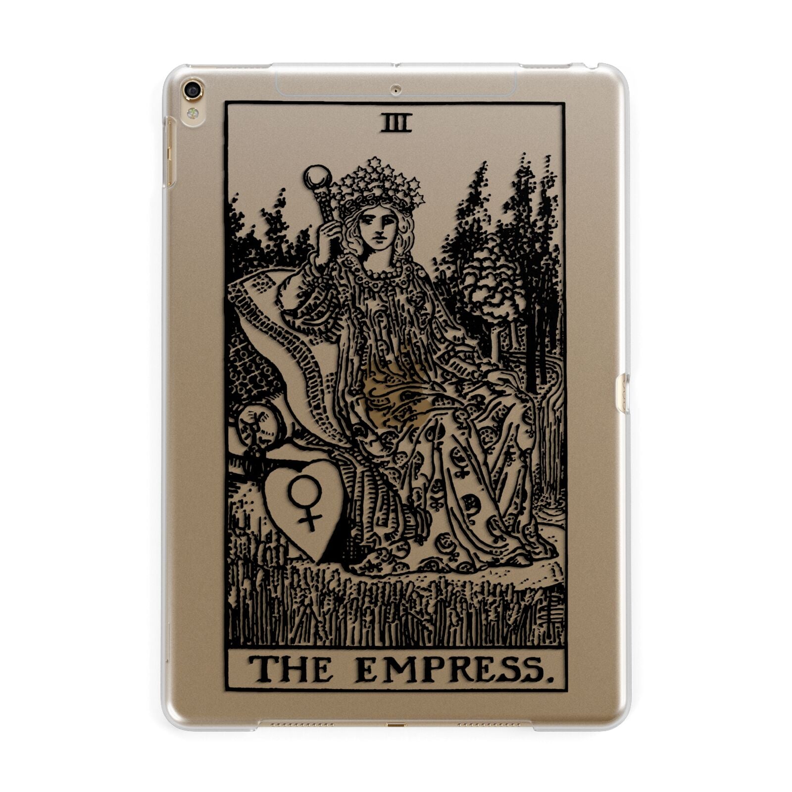 The Empress Monochrome Tarot Card Apple iPad Gold Case