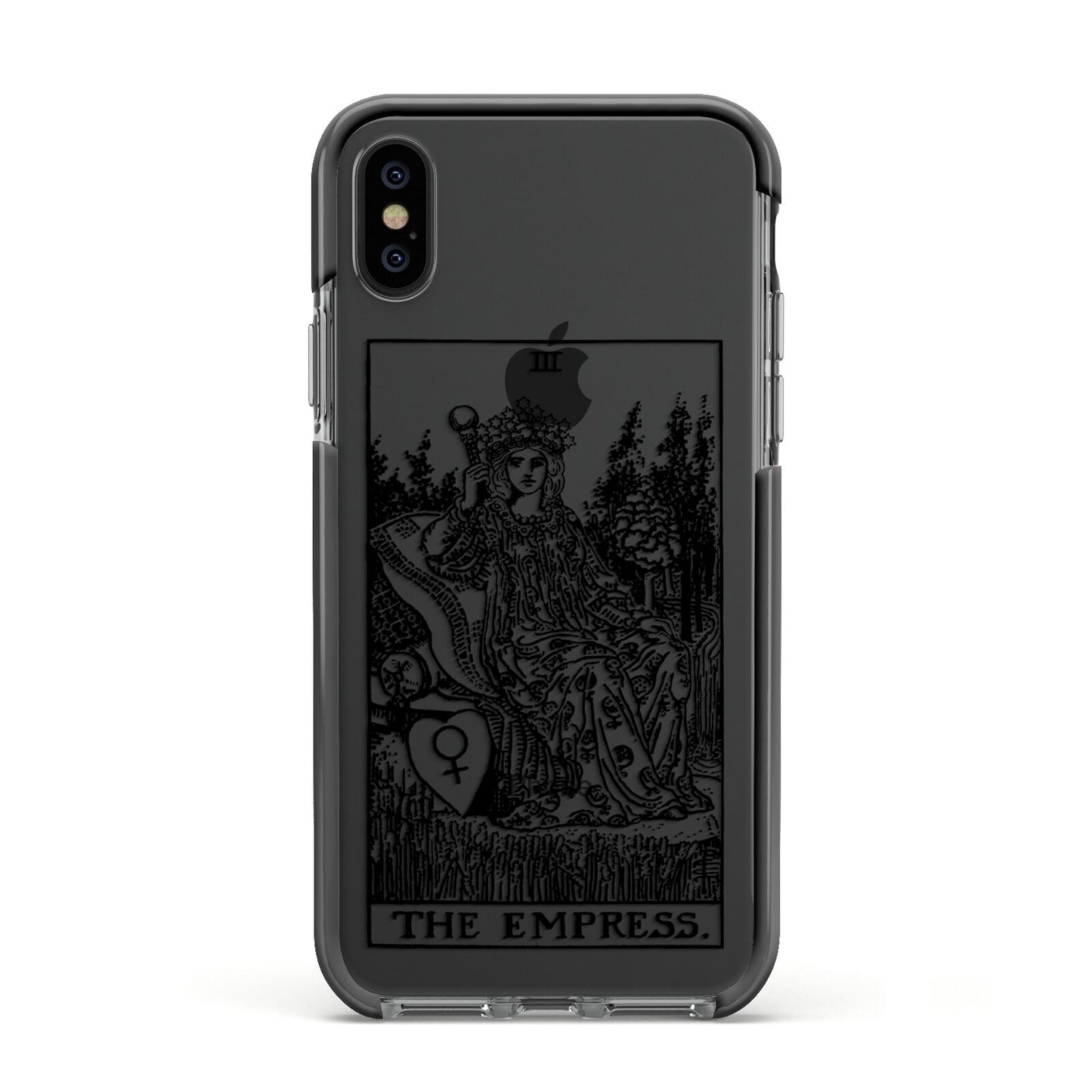 The Empress Monochrome Tarot Card Apple iPhone Xs Impact Case Black Edge on Black Phone