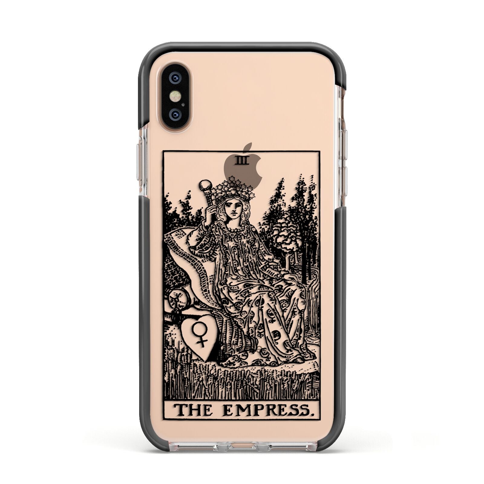 The Empress Monochrome Tarot Card Apple iPhone Xs Impact Case Black Edge on Gold Phone