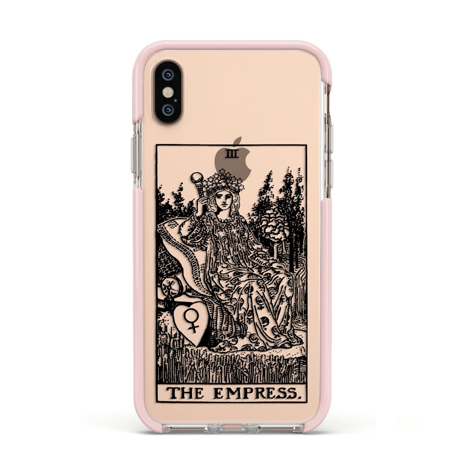 The Empress Monochrome Tarot Card Apple iPhone Xs Impact Case Pink Edge on Gold Phone