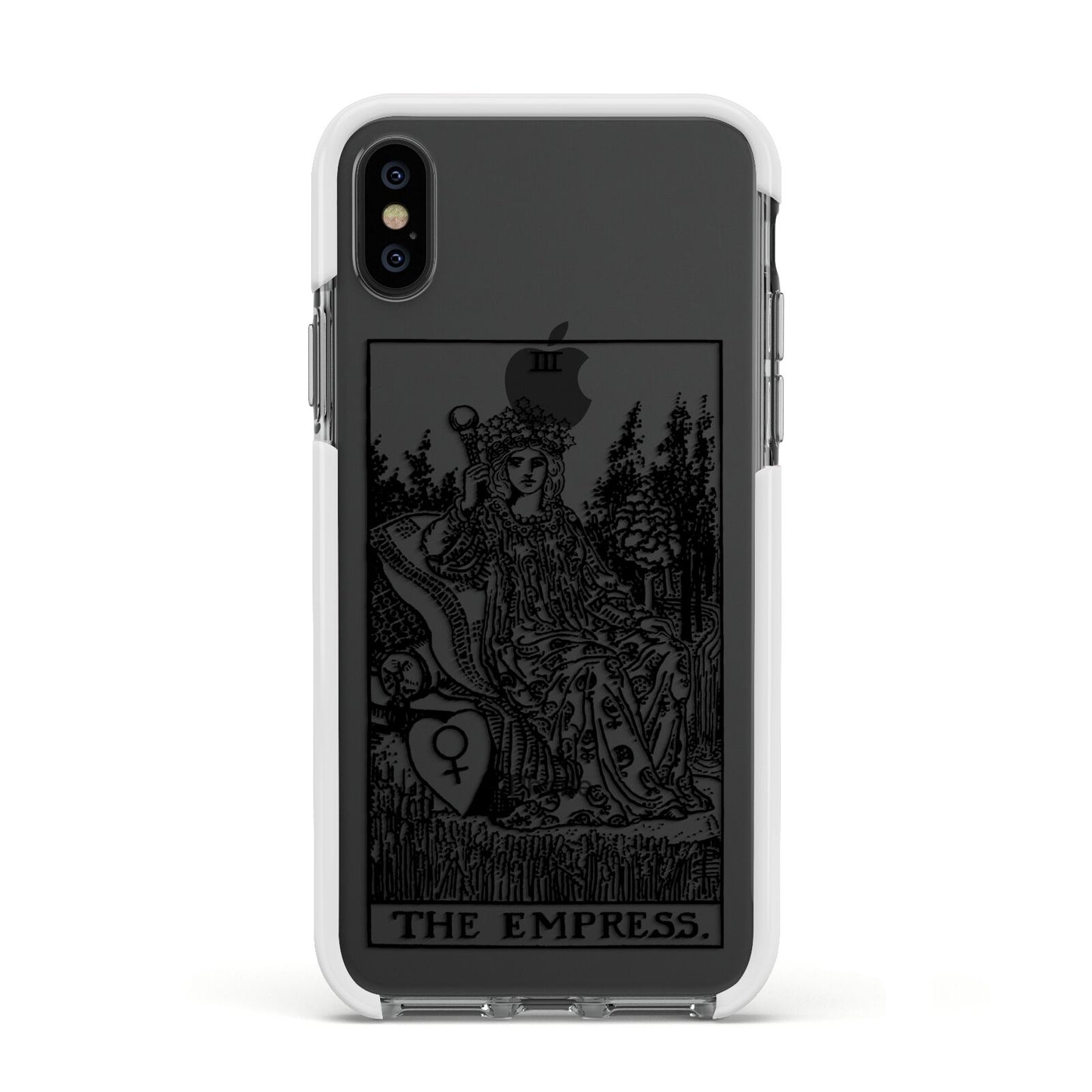 The Empress Monochrome Tarot Card Apple iPhone Xs Impact Case White Edge on Black Phone