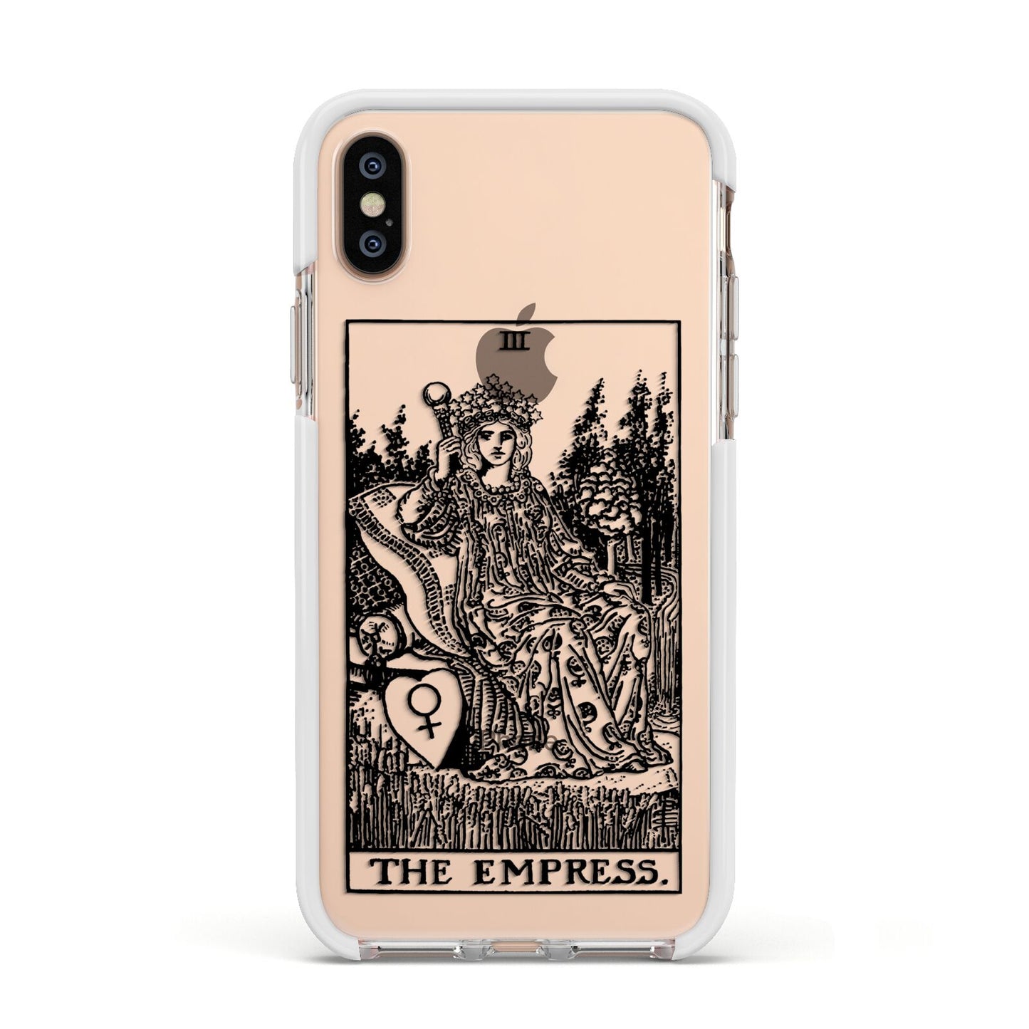 The Empress Monochrome Tarot Card Apple iPhone Xs Impact Case White Edge on Gold Phone