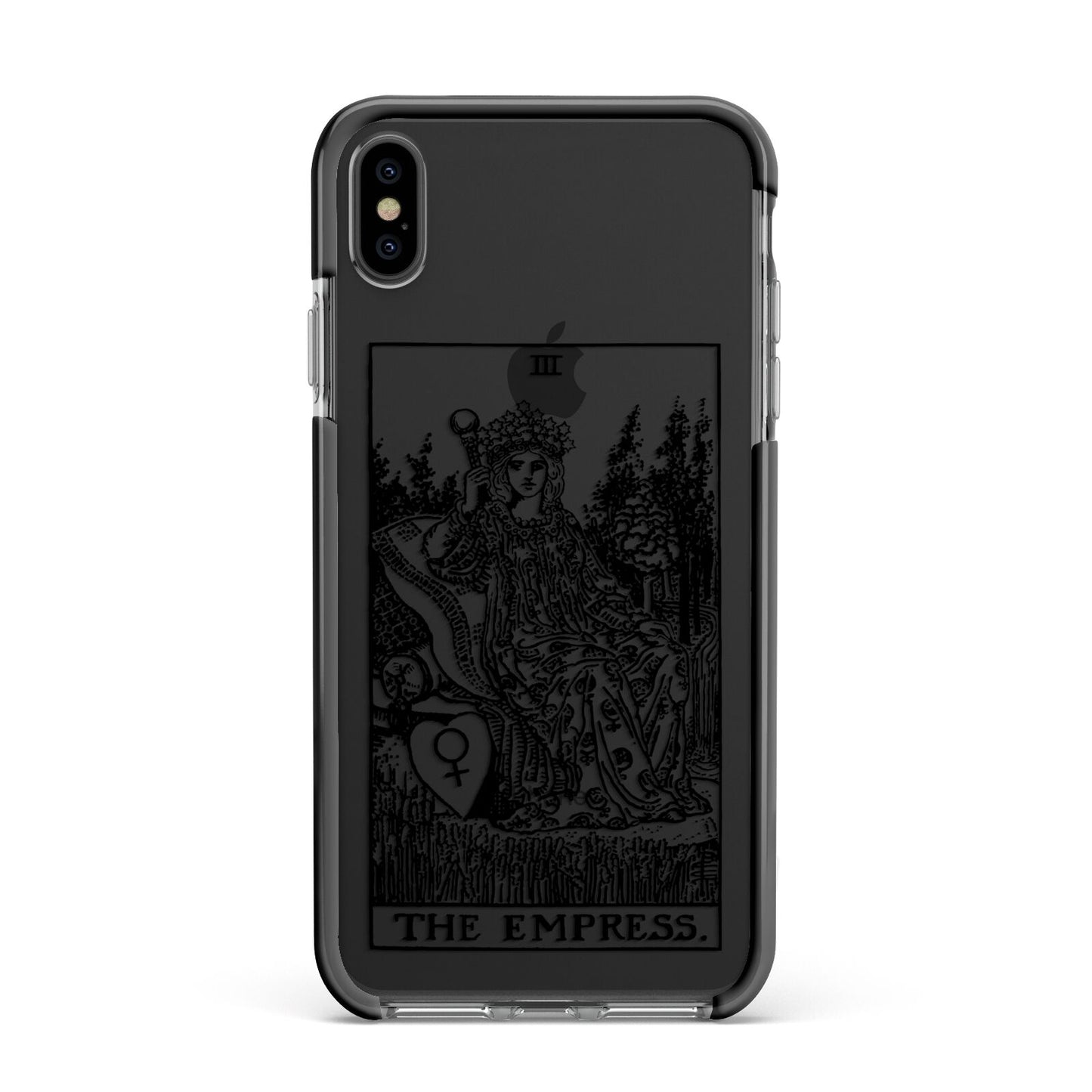 The Empress Monochrome Tarot Card Apple iPhone Xs Max Impact Case Black Edge on Black Phone