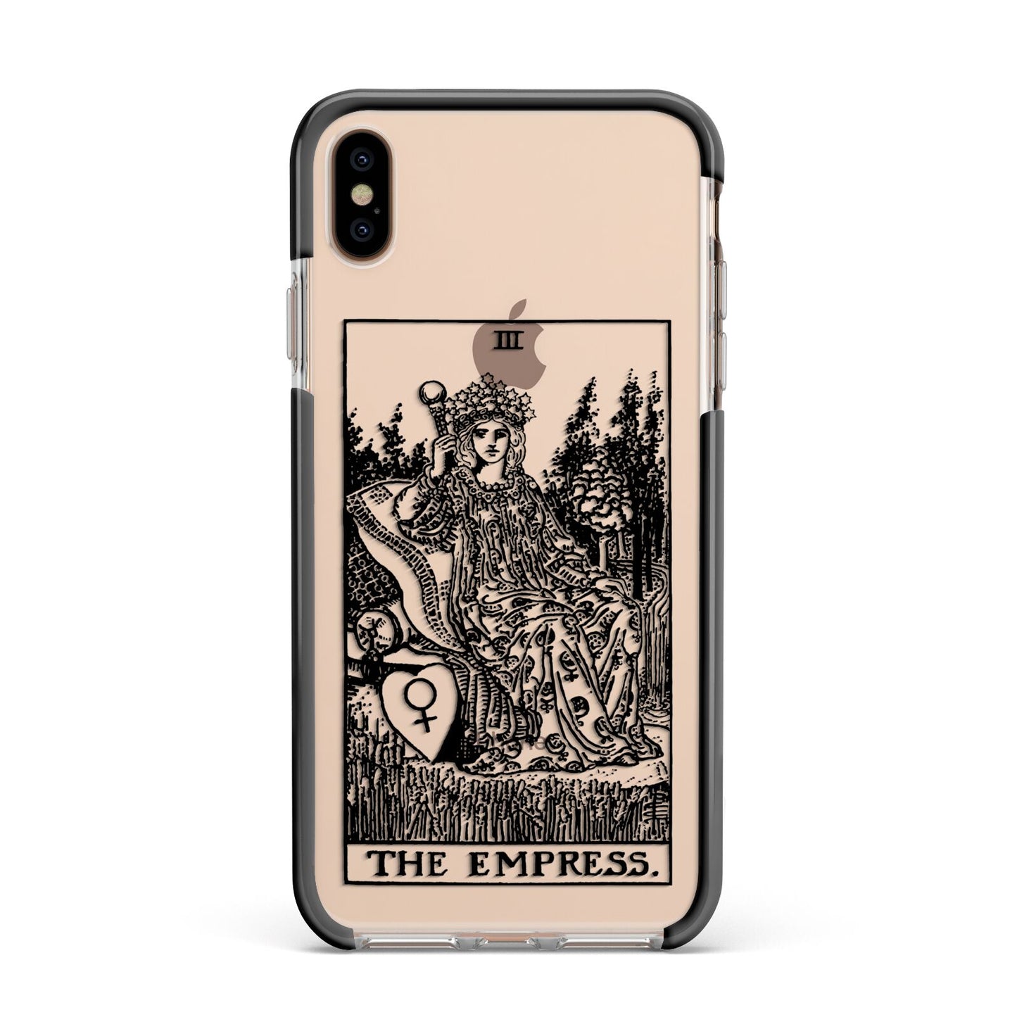 The Empress Monochrome Tarot Card Apple iPhone Xs Max Impact Case Black Edge on Gold Phone