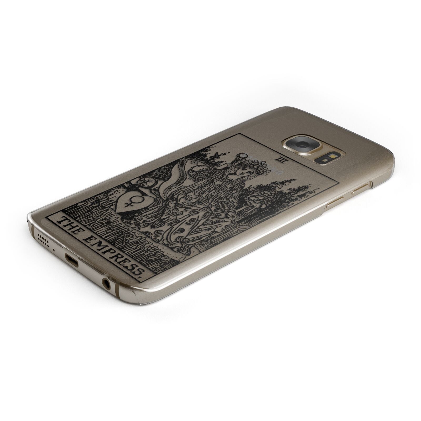 The Empress Monochrome Tarot Card Protective Samsung Galaxy Case Angled Image