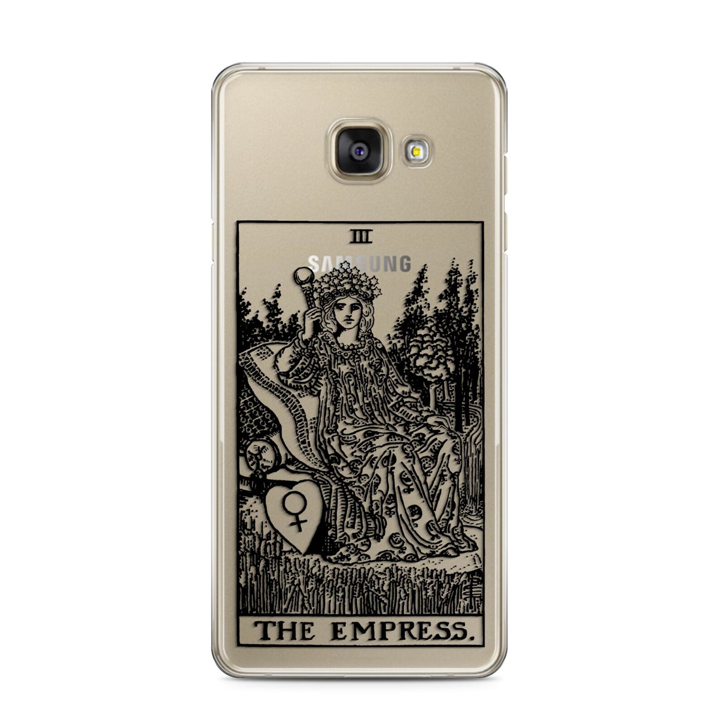 The Empress Monochrome Tarot Card Samsung Galaxy A3 2016 Case on gold phone