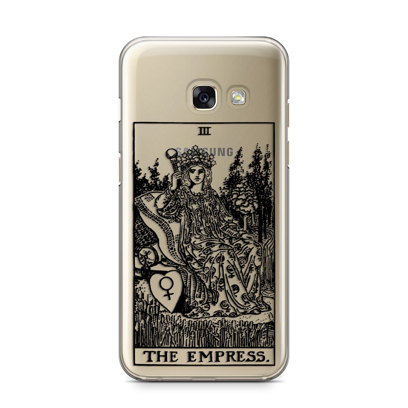 The Empress Monochrome Tarot Card Samsung Galaxy A3 2017 Case on gold phone