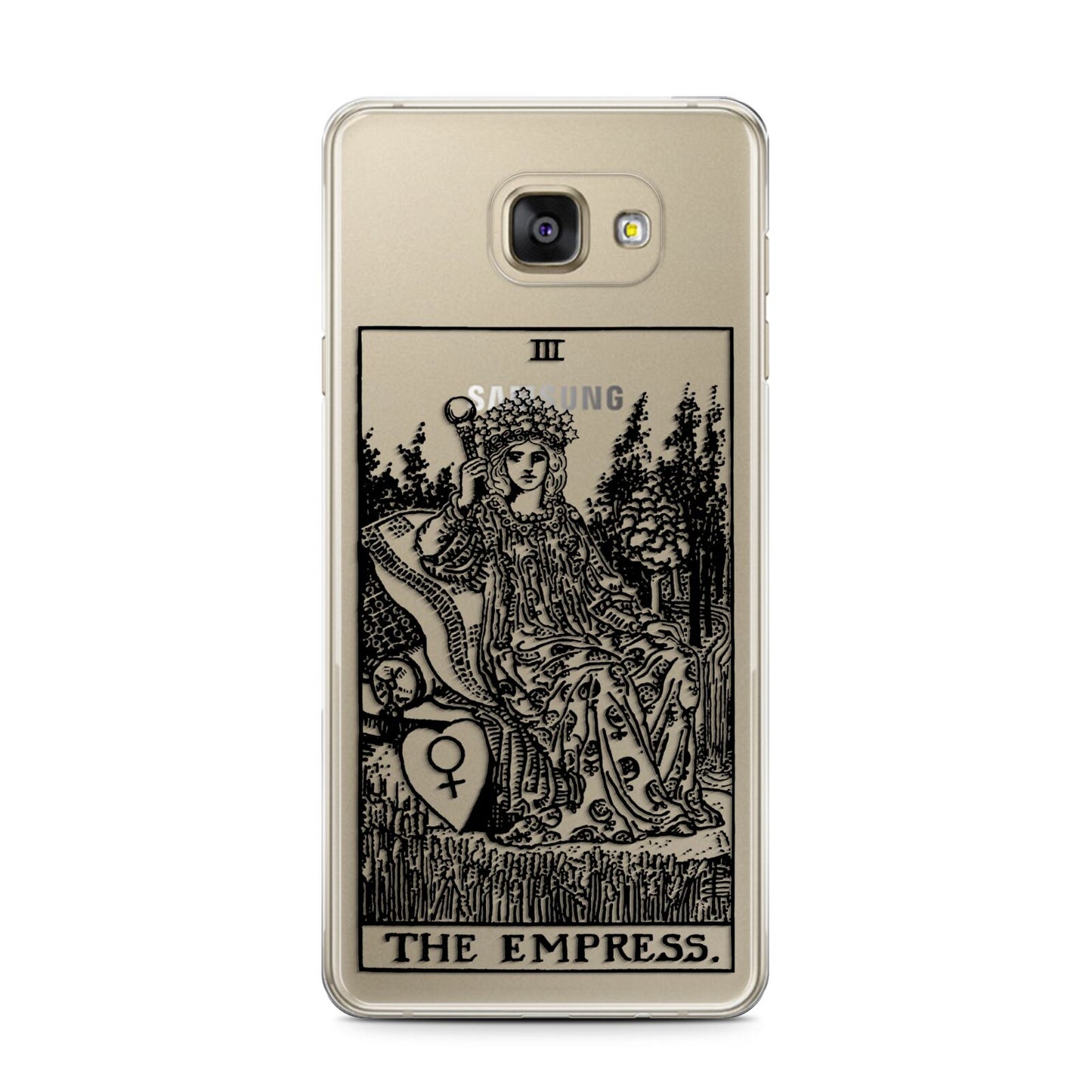 The Empress Monochrome Tarot Card Samsung Galaxy A7 2016 Case on gold phone