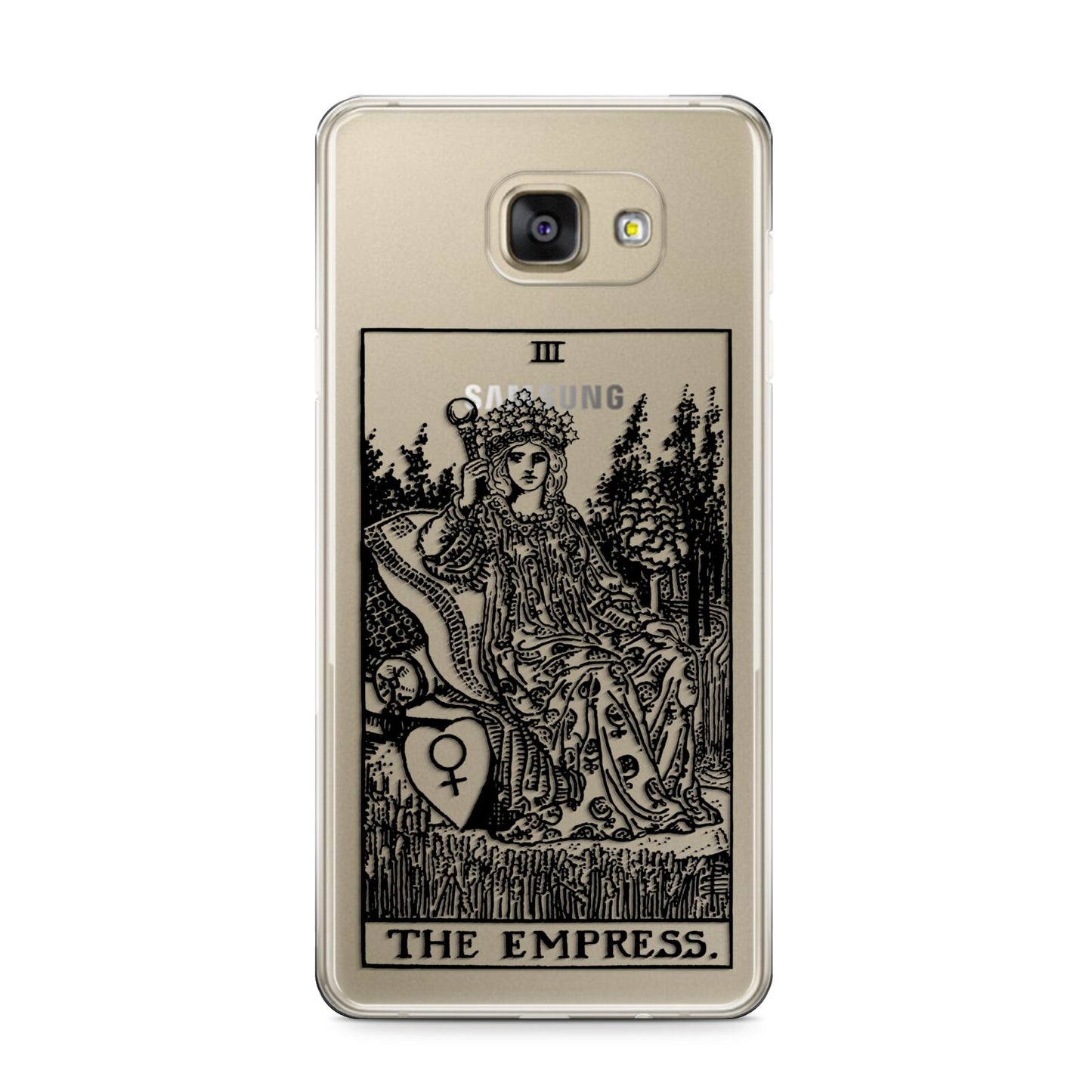 The Empress Monochrome Tarot Card Samsung Galaxy A9 2016 Case on gold phone