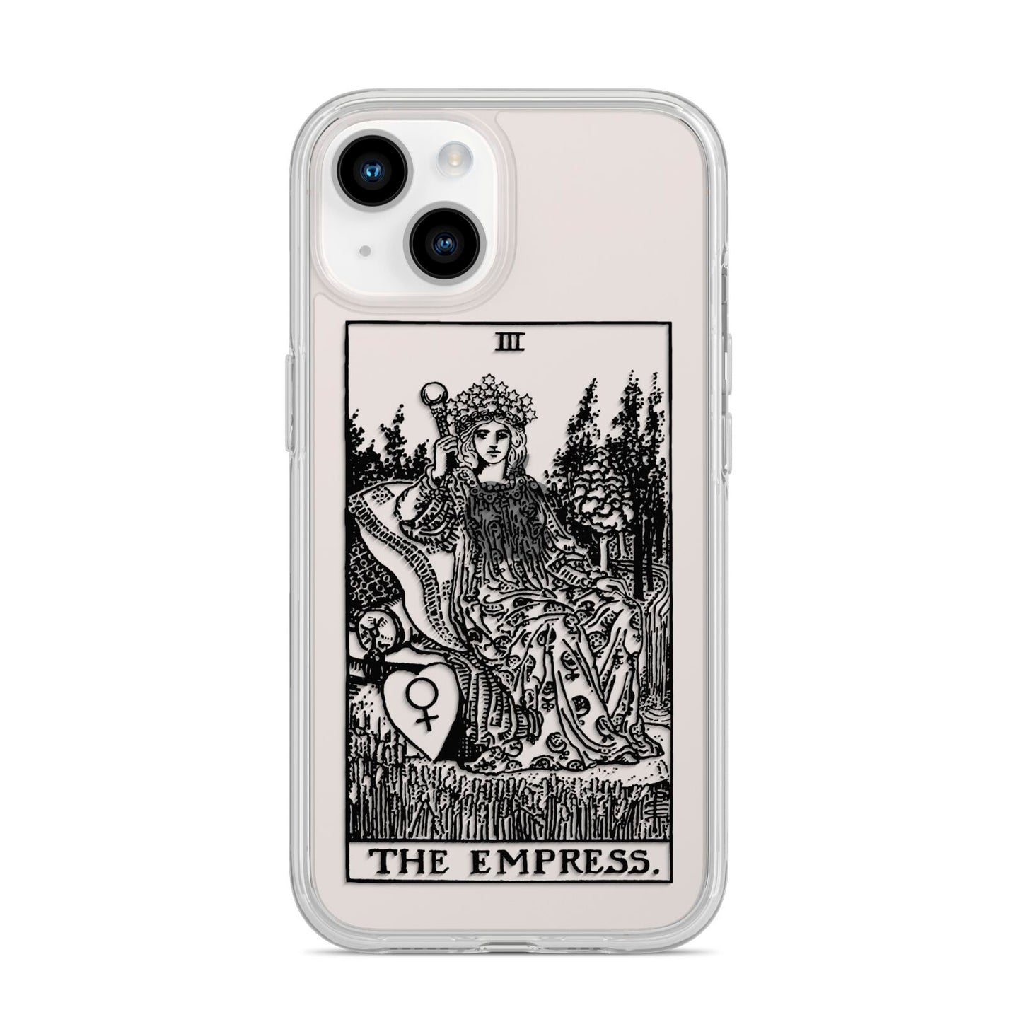 The Empress Monochrome Tarot Card iPhone 14 Clear Tough Case Starlight