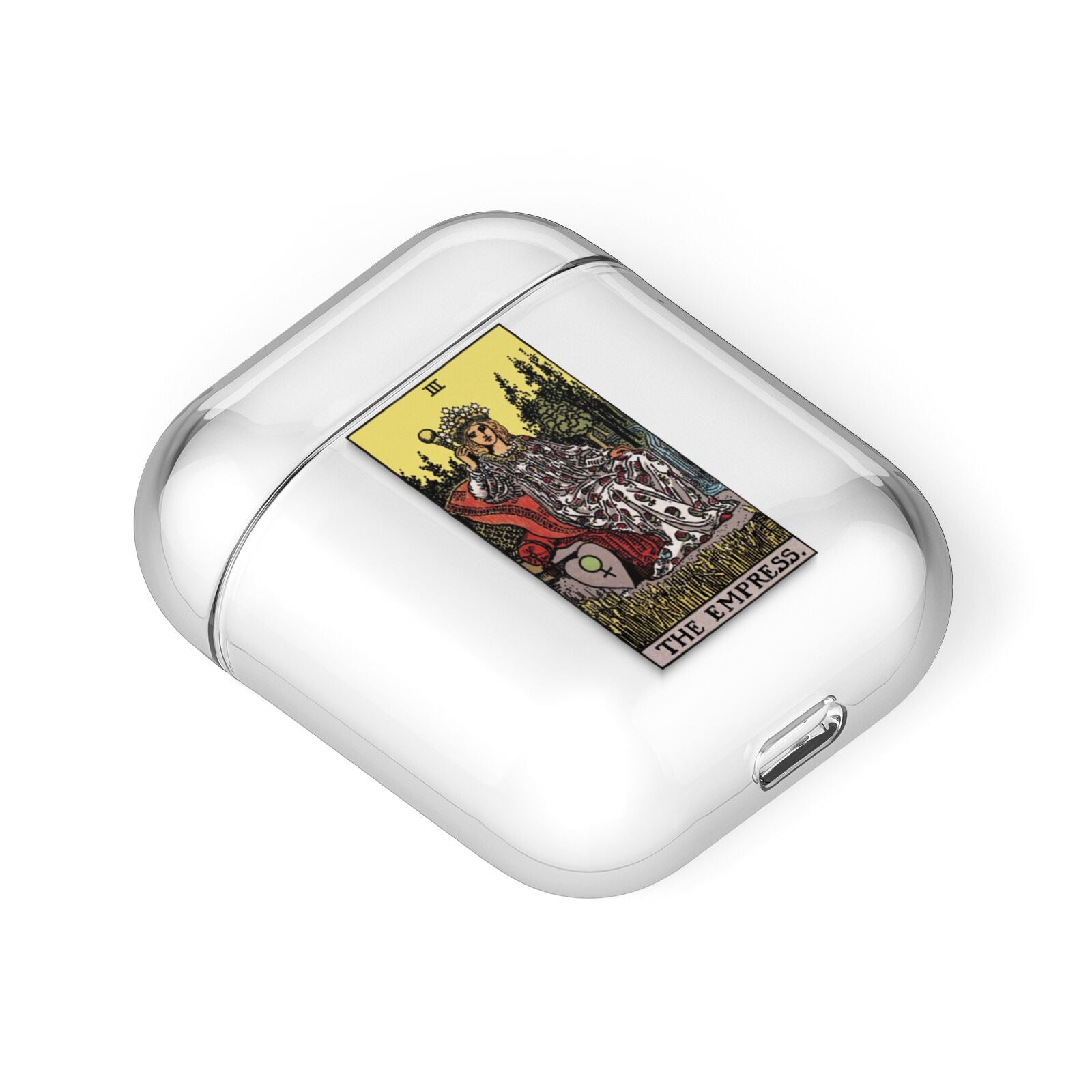 The Empress Tarot Card AirPods Case Laid Flat