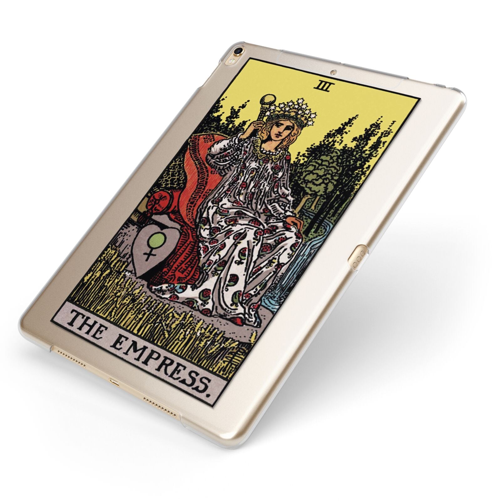 The Empress Tarot Card Apple iPad Case on Gold iPad Side View