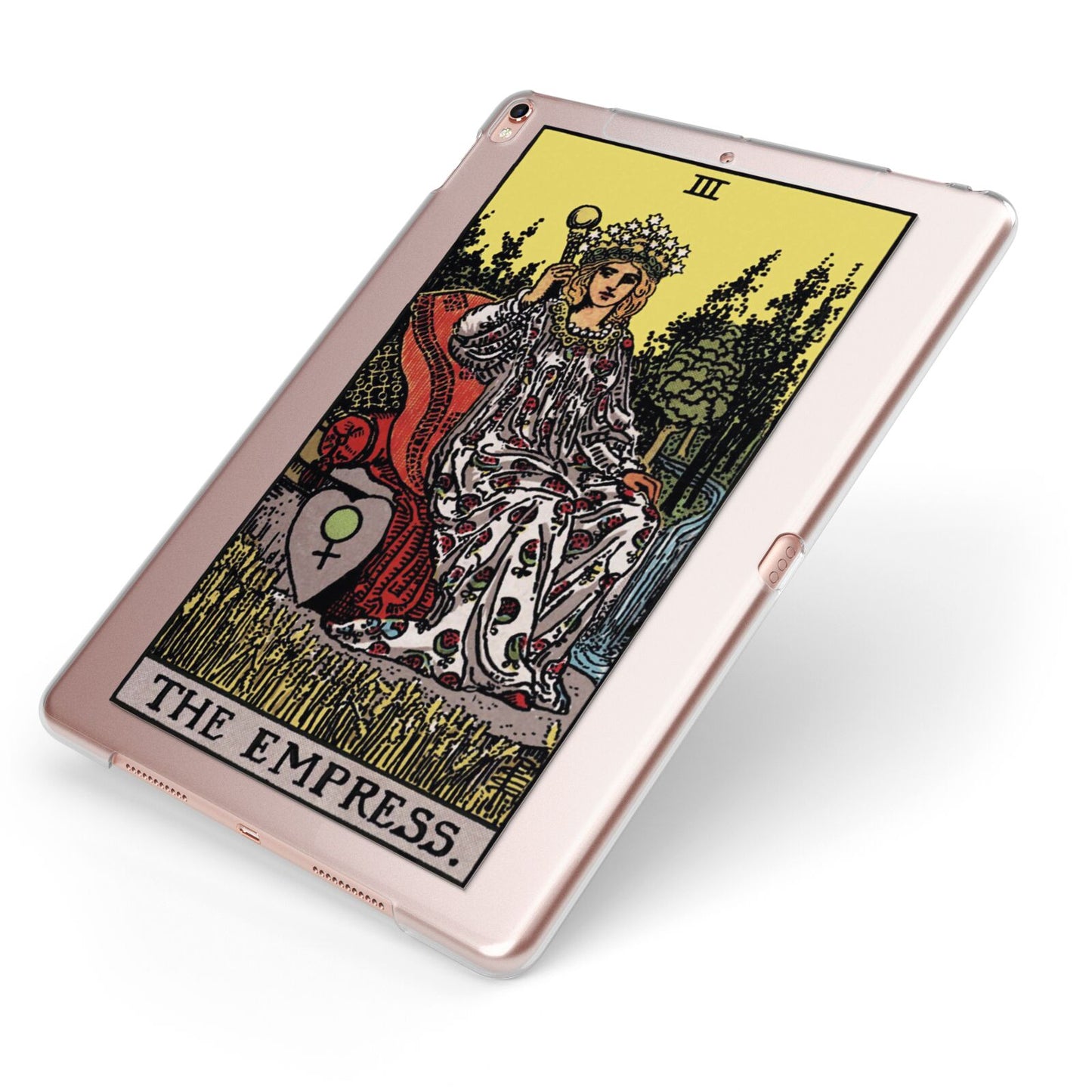 The Empress Tarot Card Apple iPad Case on Rose Gold iPad Side View