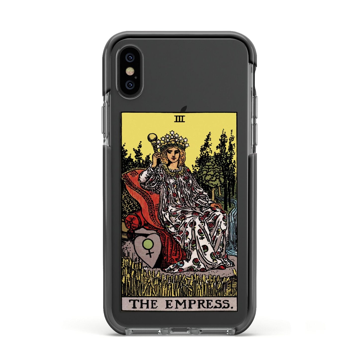 The Empress Tarot Card Apple iPhone Xs Impact Case Black Edge on Black Phone